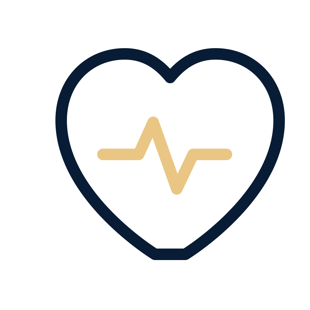 Heart with a pulse line representing travel health.