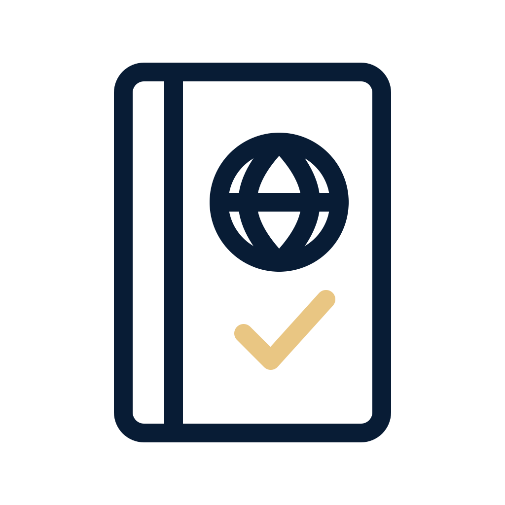 Passport with a globe and check mark