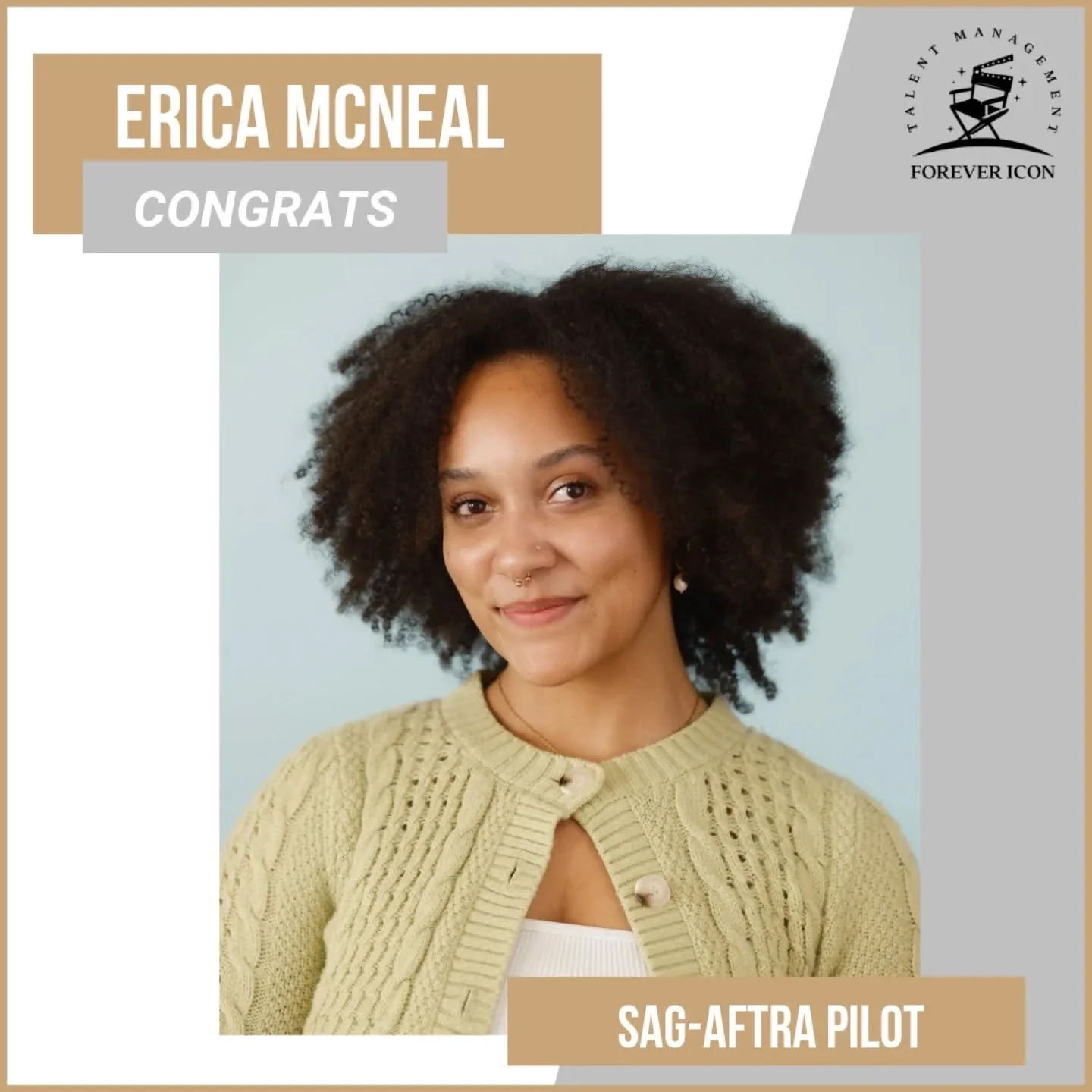⭐️BOOKING ALERT⭐️ Congratulations to our client Erica McNeal for booking a Co-Star role in a SAG-AFTRA comedy Pilot! Erica shoots tomorrow!! #proudmanager #pilot
