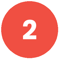 Red circular background with a large white number 2 in the center.