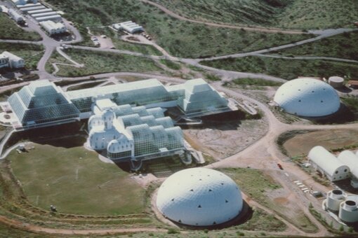 Aerial view of the Biosphere 2 in Oracle, AZ