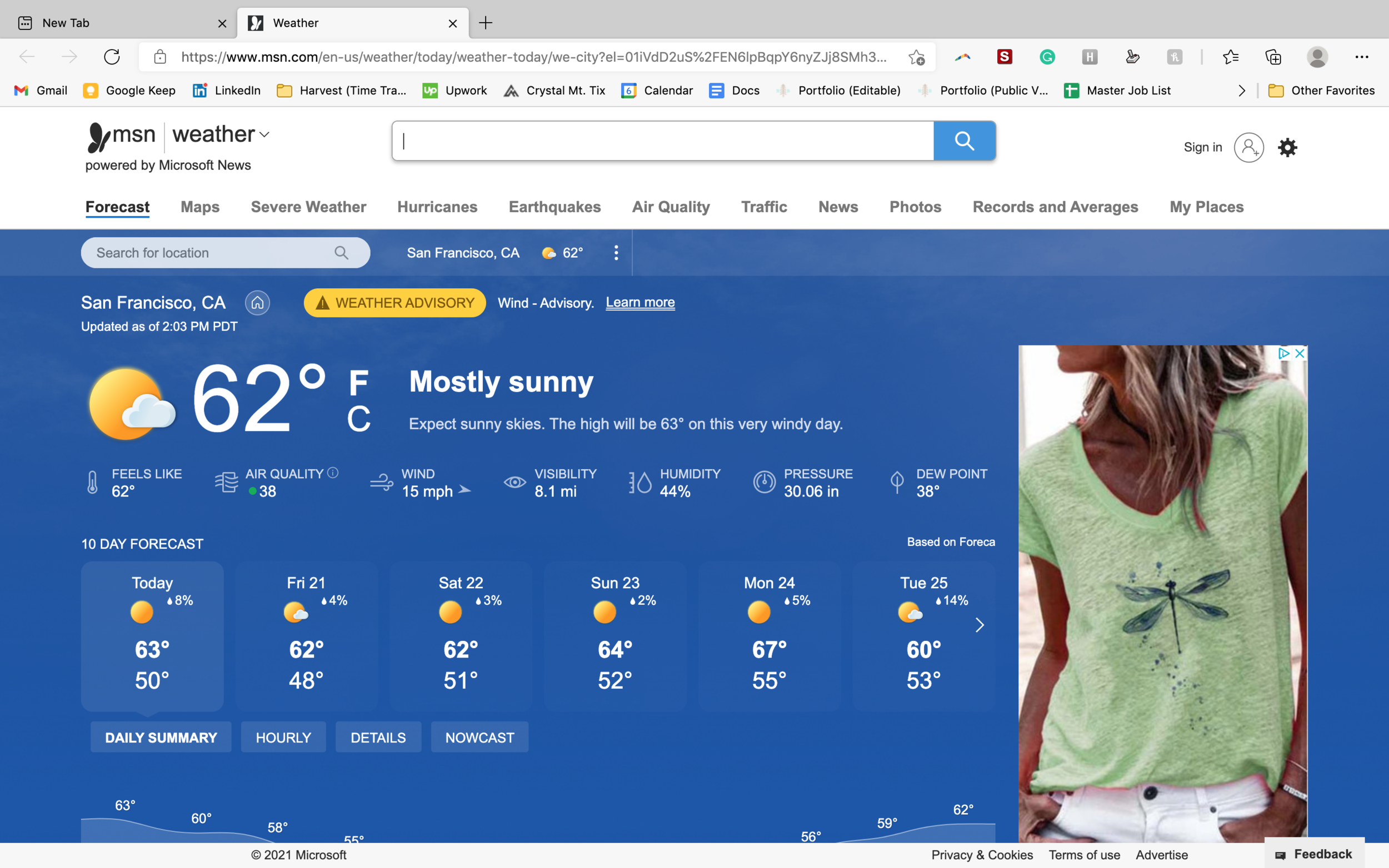MSN weather homepage iteration