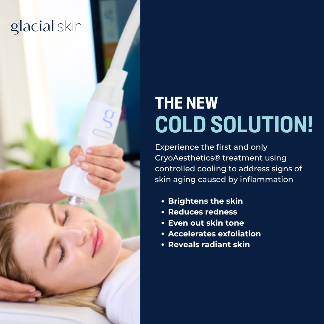 Glacial Gloss cryotherapy facial treatment in Minnesota to calm inflammation and boost radiance.

