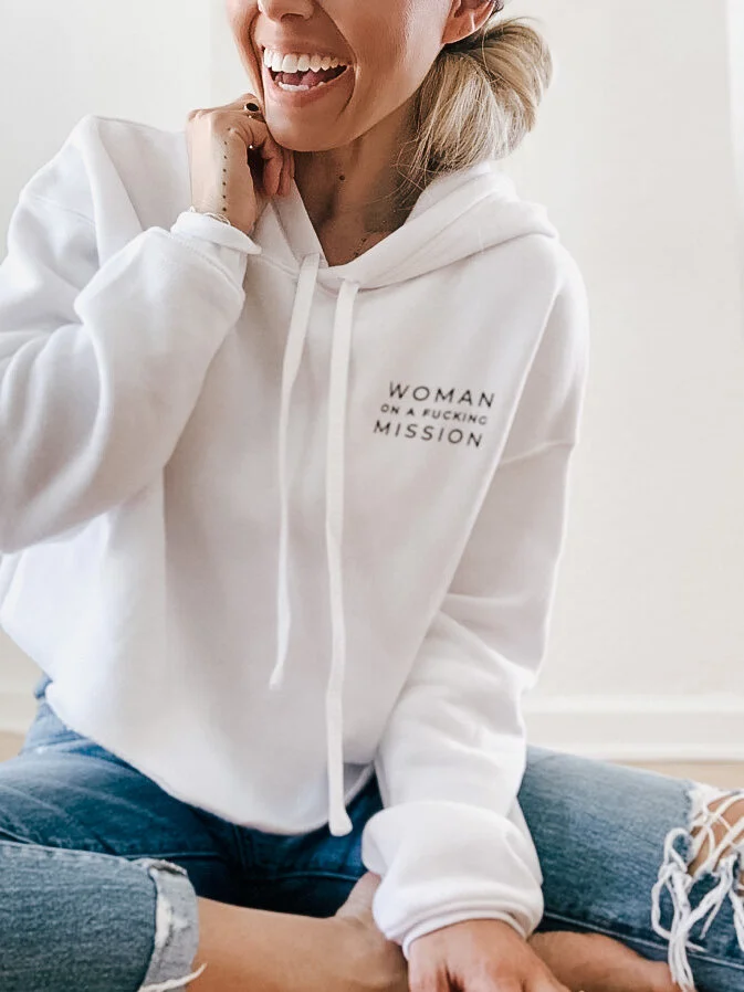 Woman on a Fucking Mission Cropped Hoodie