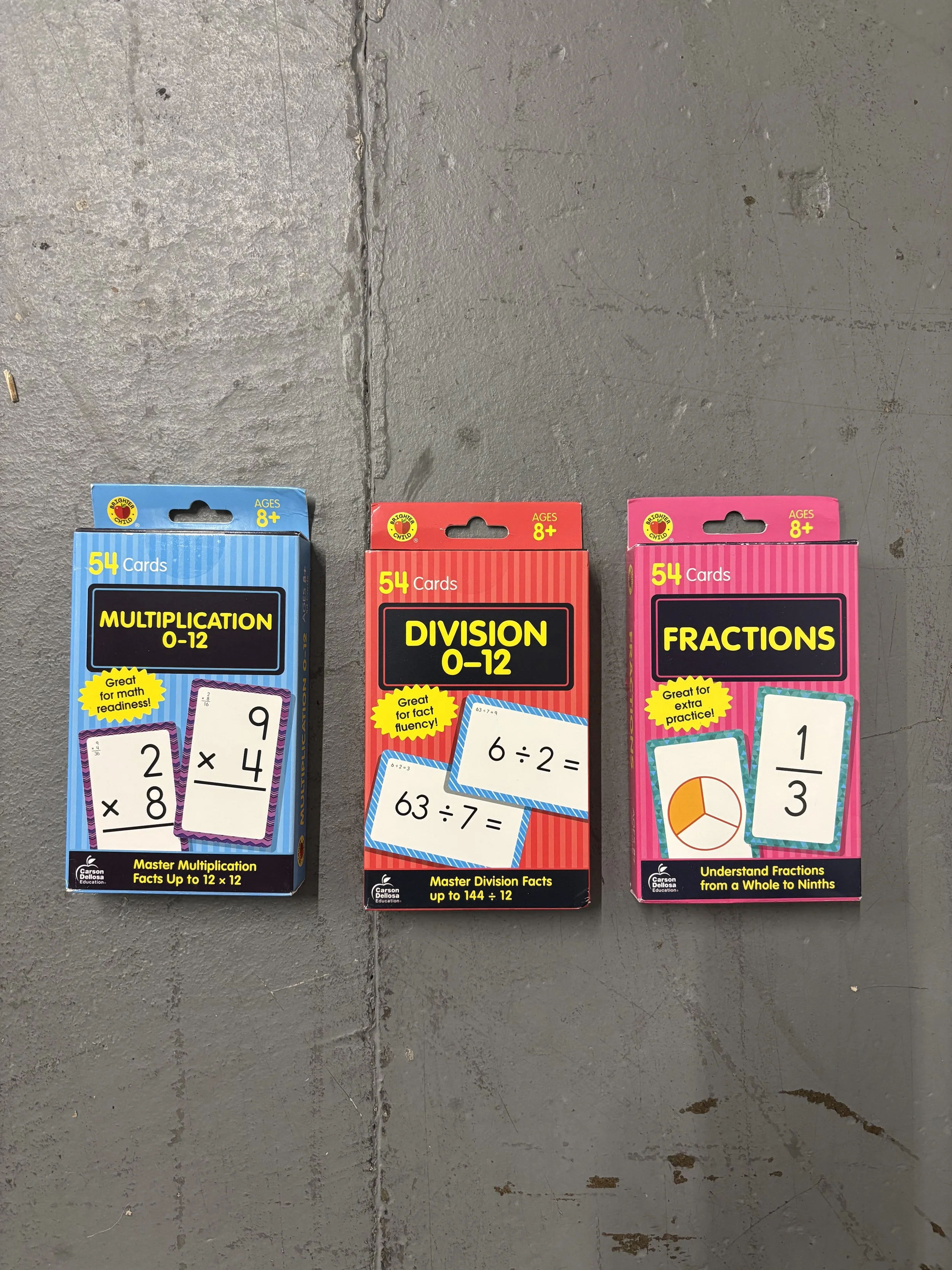 Multiplication, Division, Fraction Flash Card Set