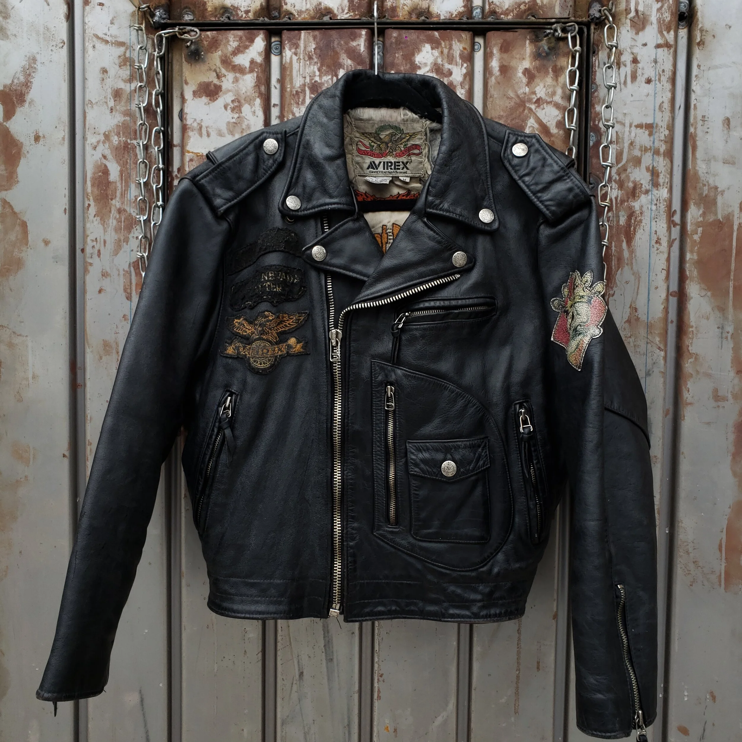 Avirex Classics "The High Desert Rally '75 Black Biker Leather Jacket