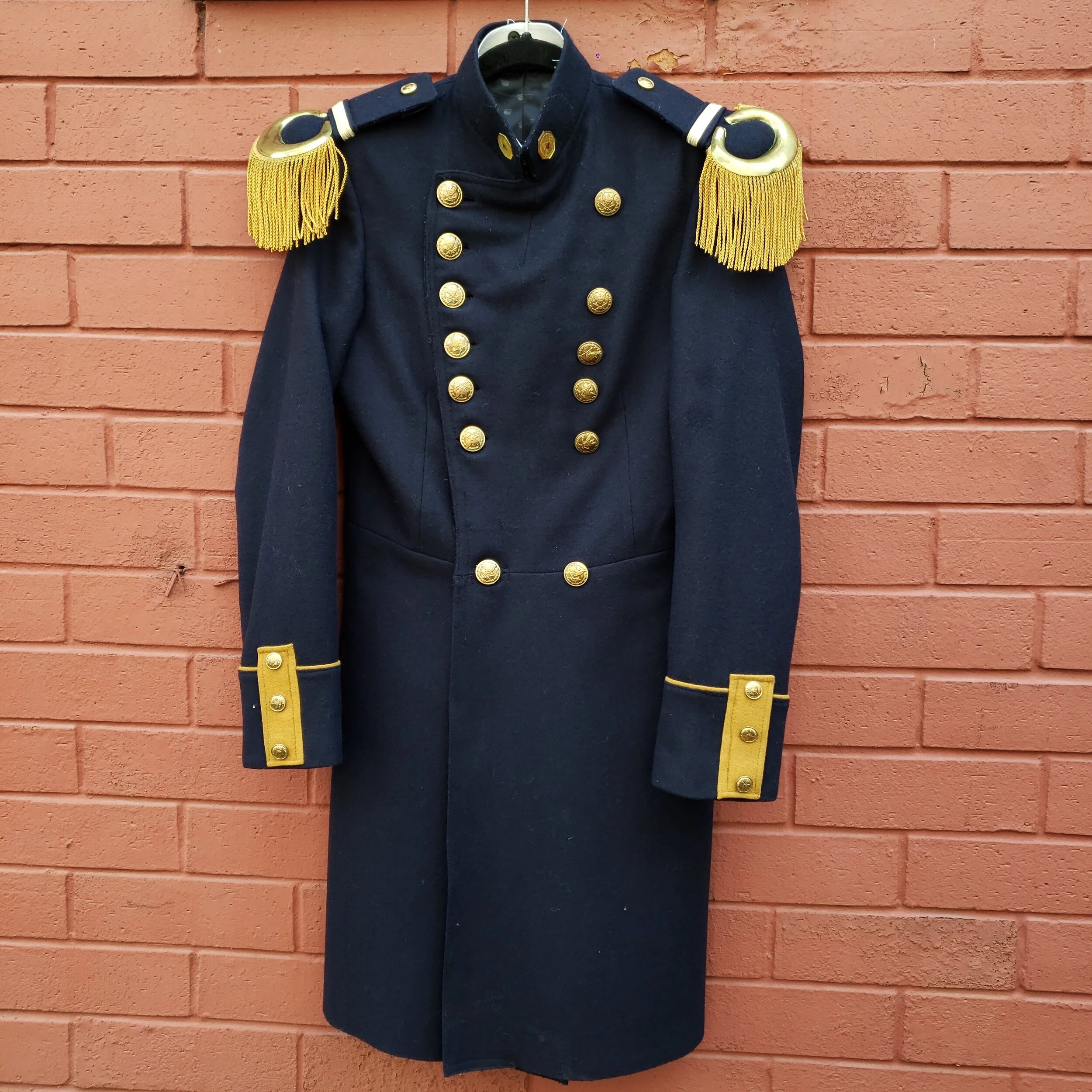 1970's Navy Blue Wool Military Coat