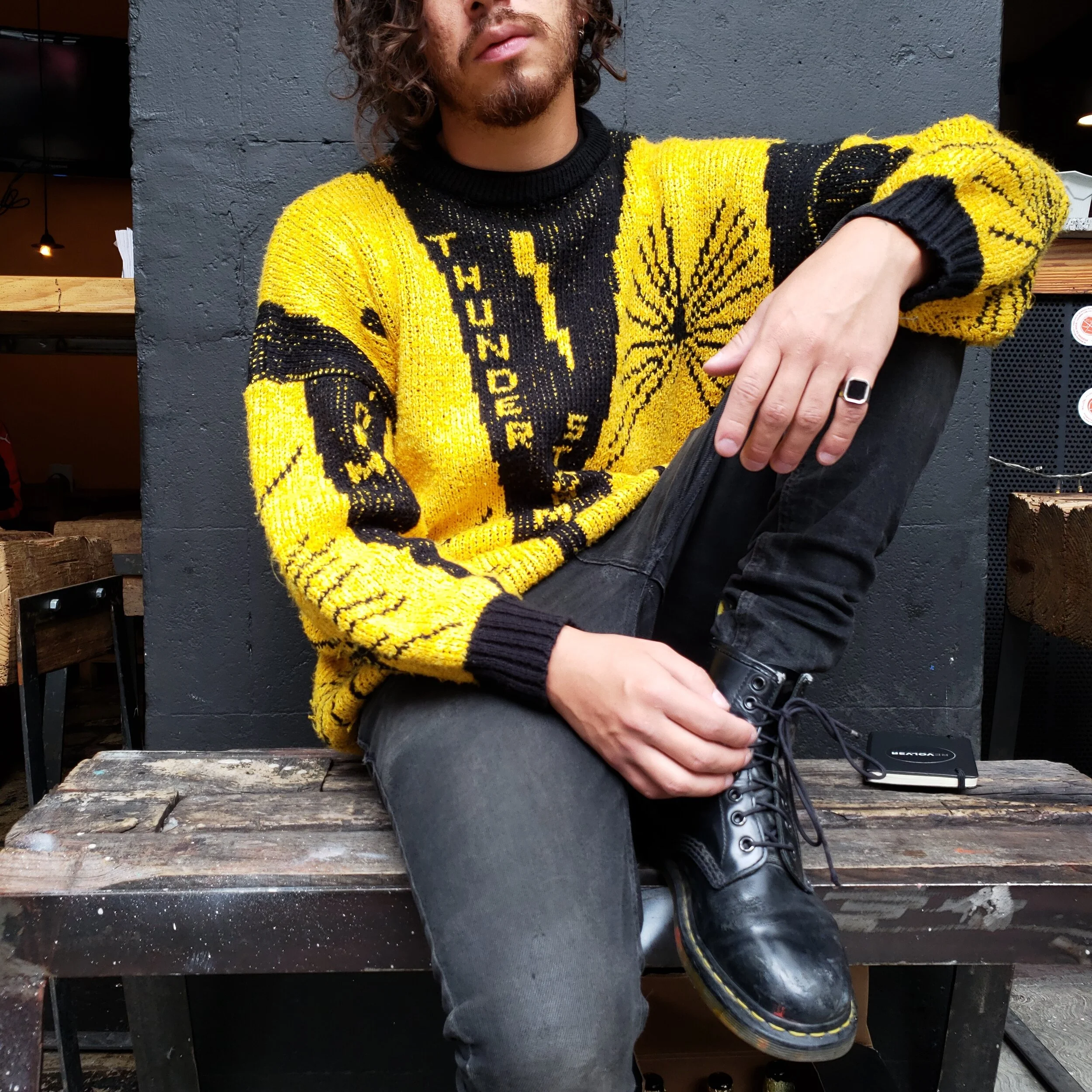 1980's Thunder Storm Lightning Bolt Sweater.