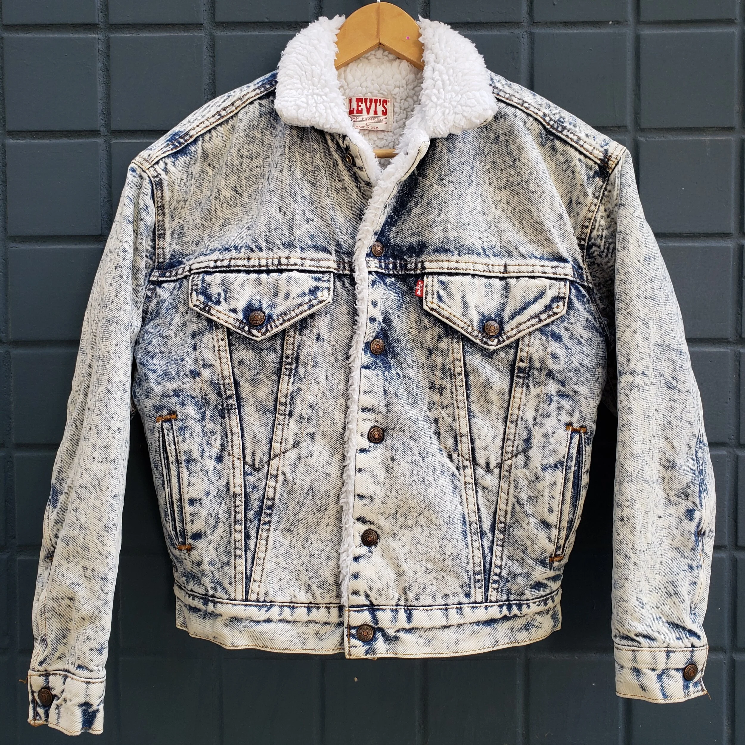 1980's Levi's San Francisco Acid Wash Sherpa Trucker Jacket