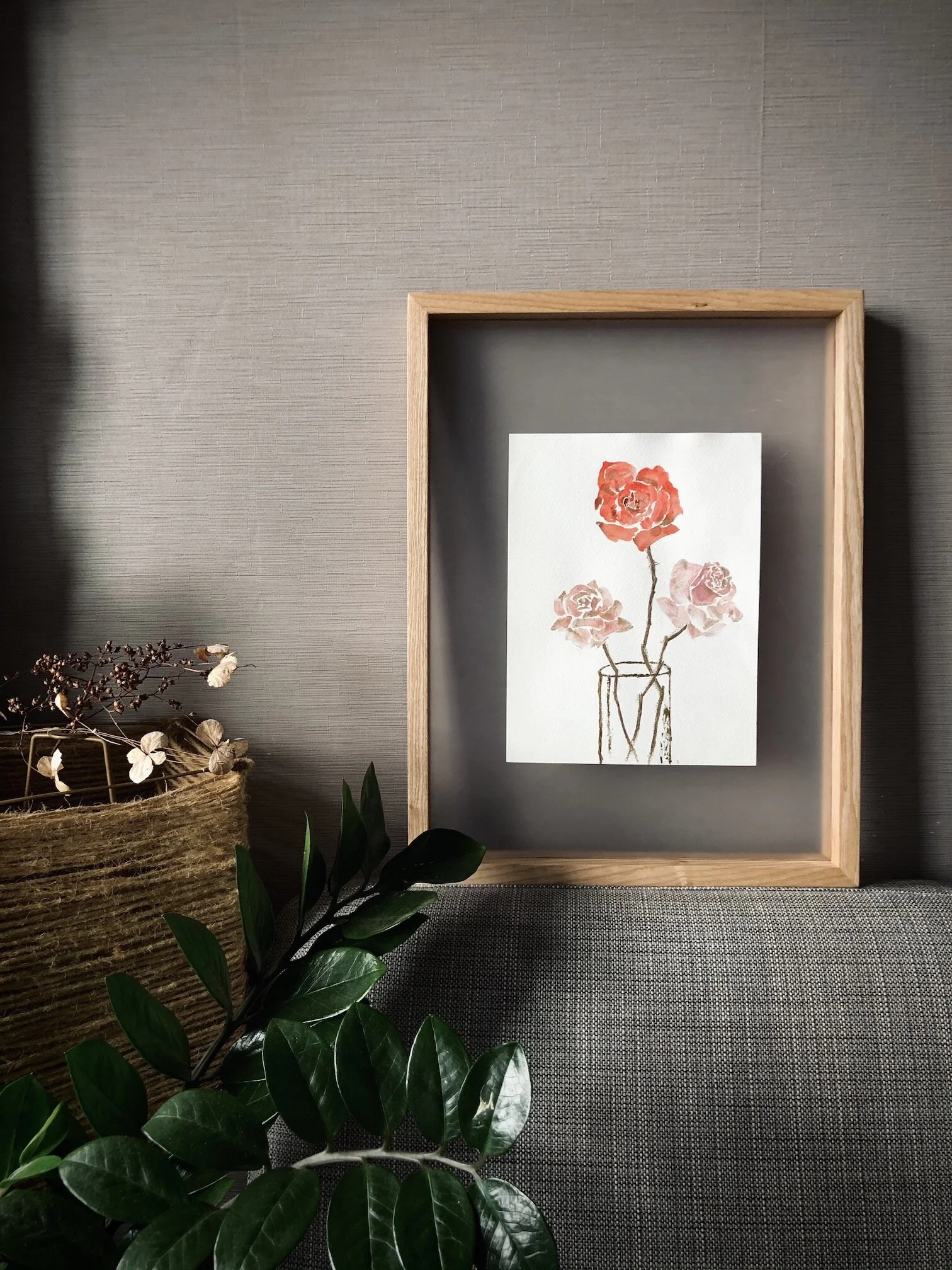 Floral watercolor painting - My people - frame