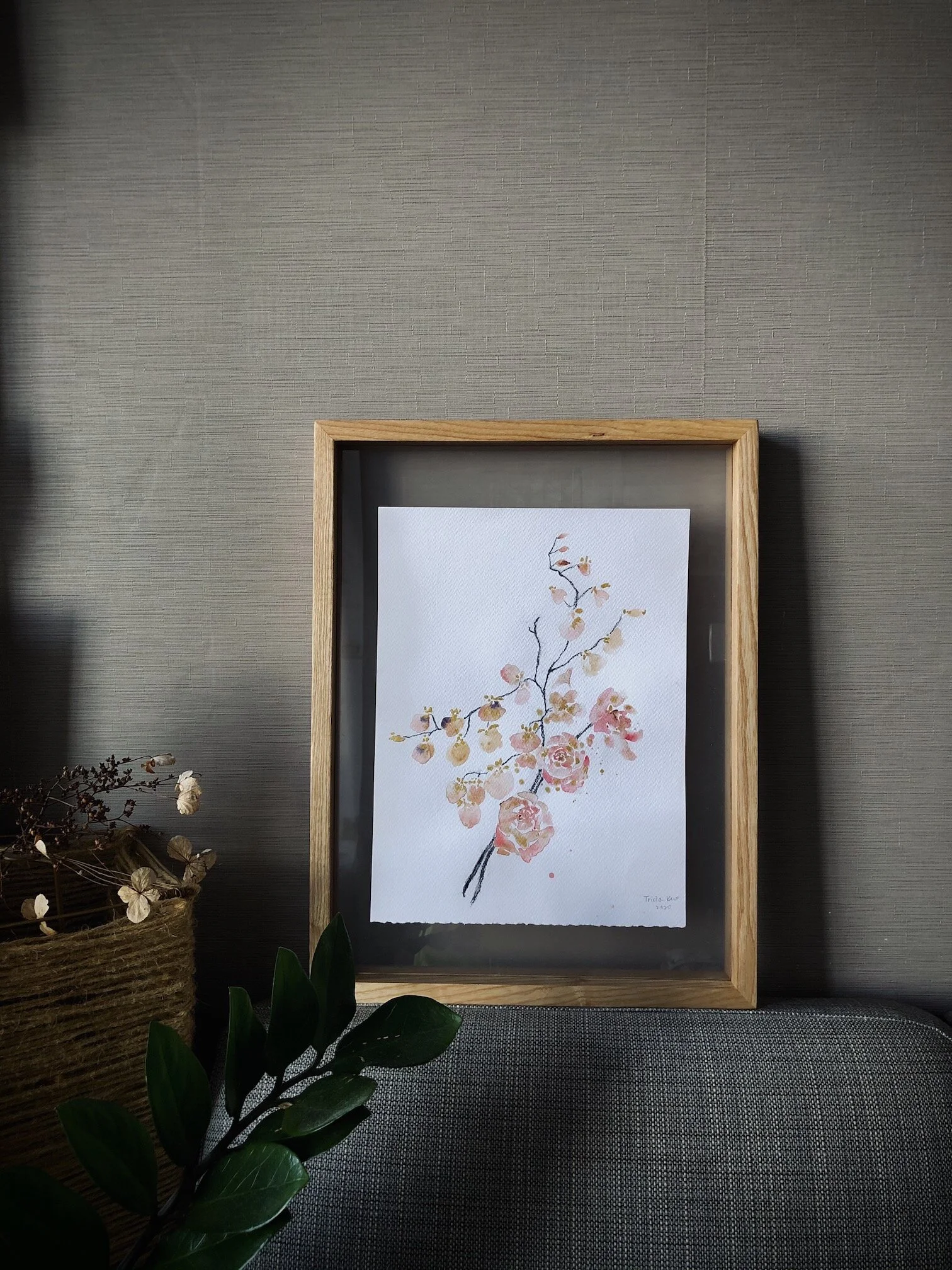 floral watercolor painting - gentle toughness frame