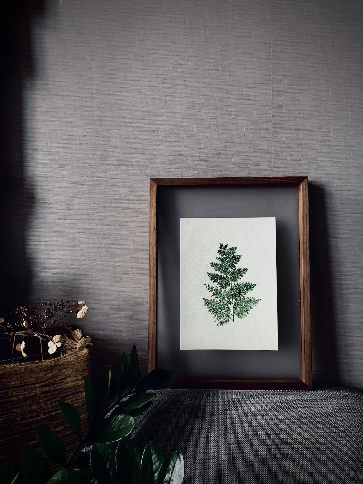 Fern watercolor painting - Be weird - frame