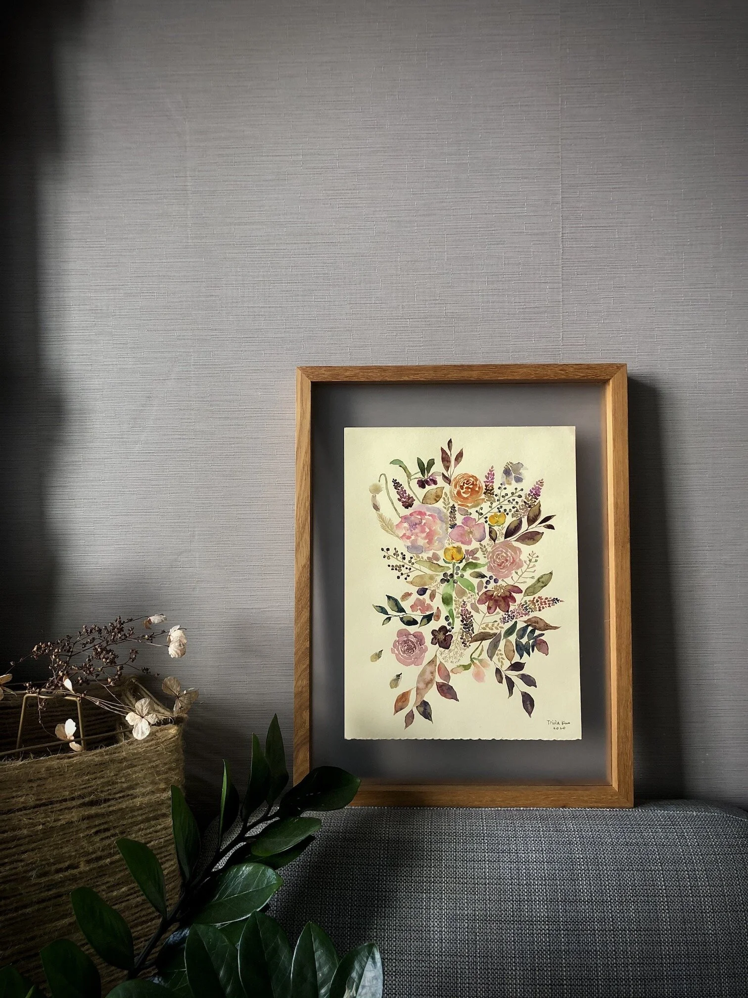 floral watercolor painting - love being yourself wood frame