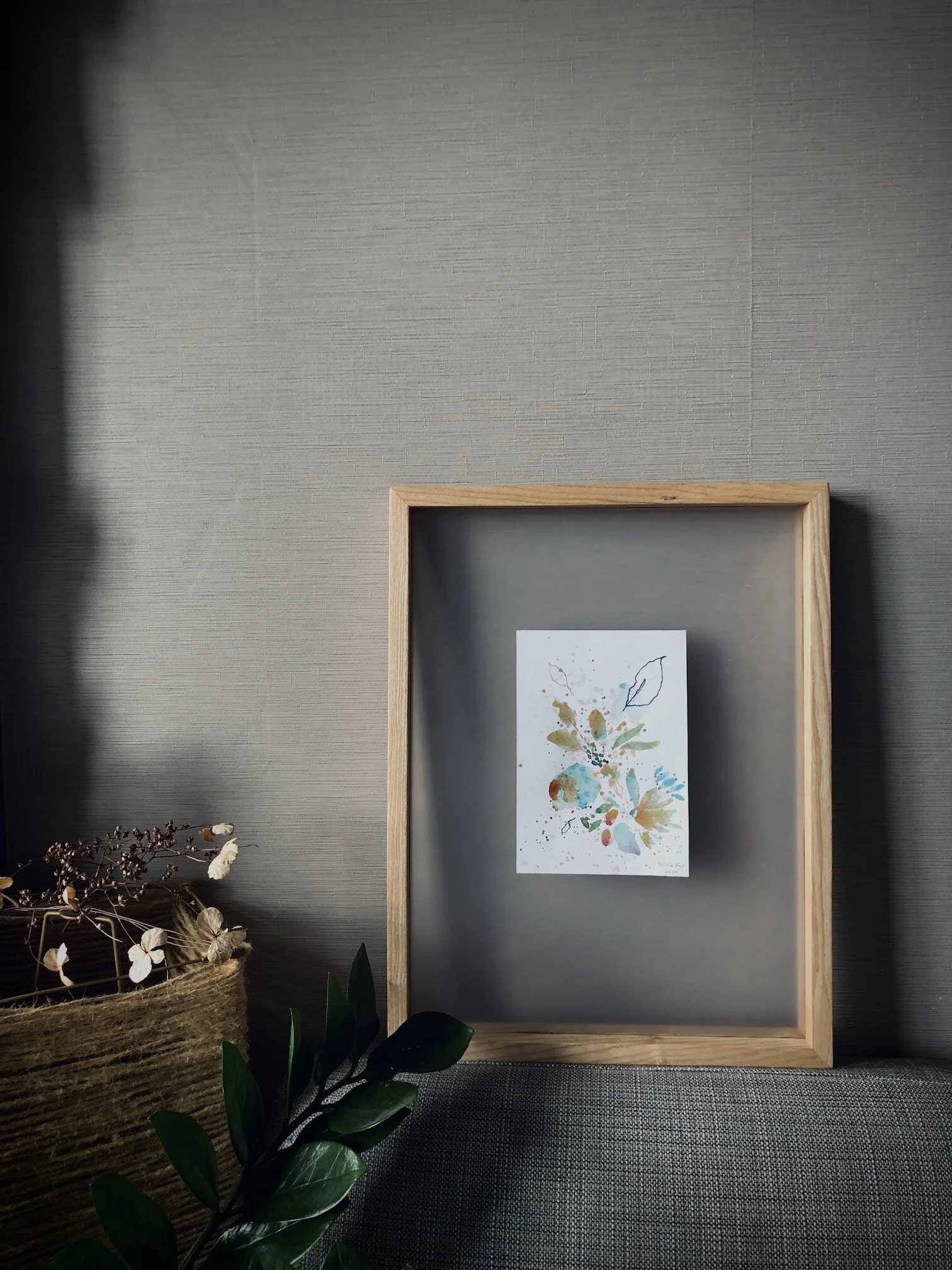 abstract floral watercolor painting - new reality- frame