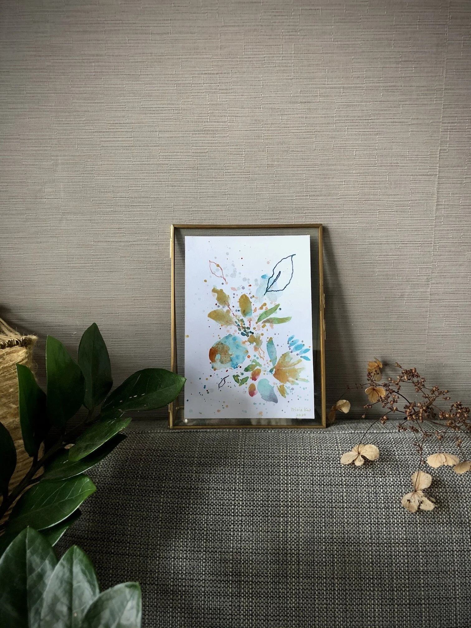 abstract floral watercolor painting new reality frame 2