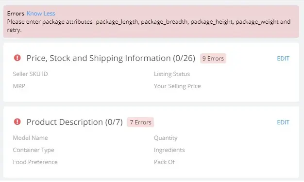 Flipkart product description guidelines — additional attributes section in seller dashboard
