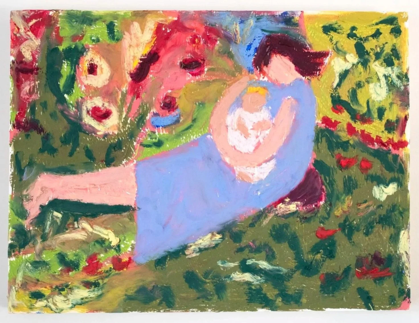 Mother and Child (After Maria Franck-Marc) 2024 Oil pastel on board, 41x31 cm