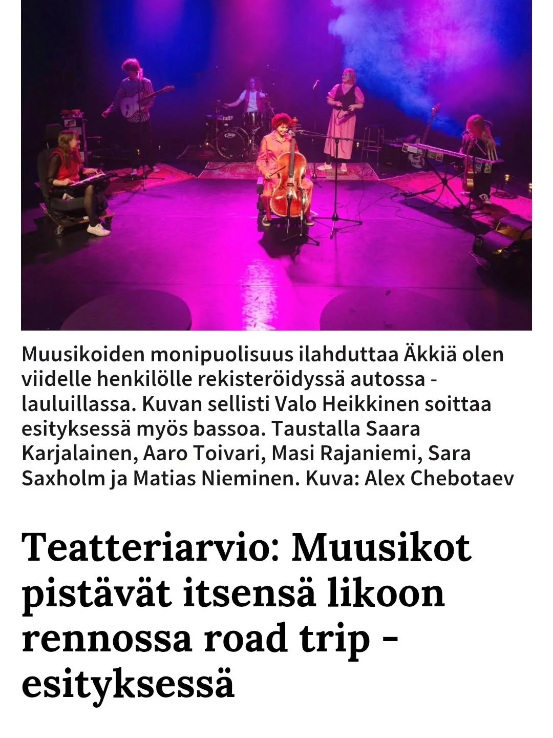 "Matkailu j&auml;tt&auml;&auml; ensin sanattomaksi ja tekee sitten ihmisest&auml; tarinankertojan", muistuttaa Katja Mabrouk / Kainuun Sanomat mainiossa arviossaan &Auml;kki&auml; olen viidelle henkil&ouml;lle rekister&ouml;idyss&auml; auto