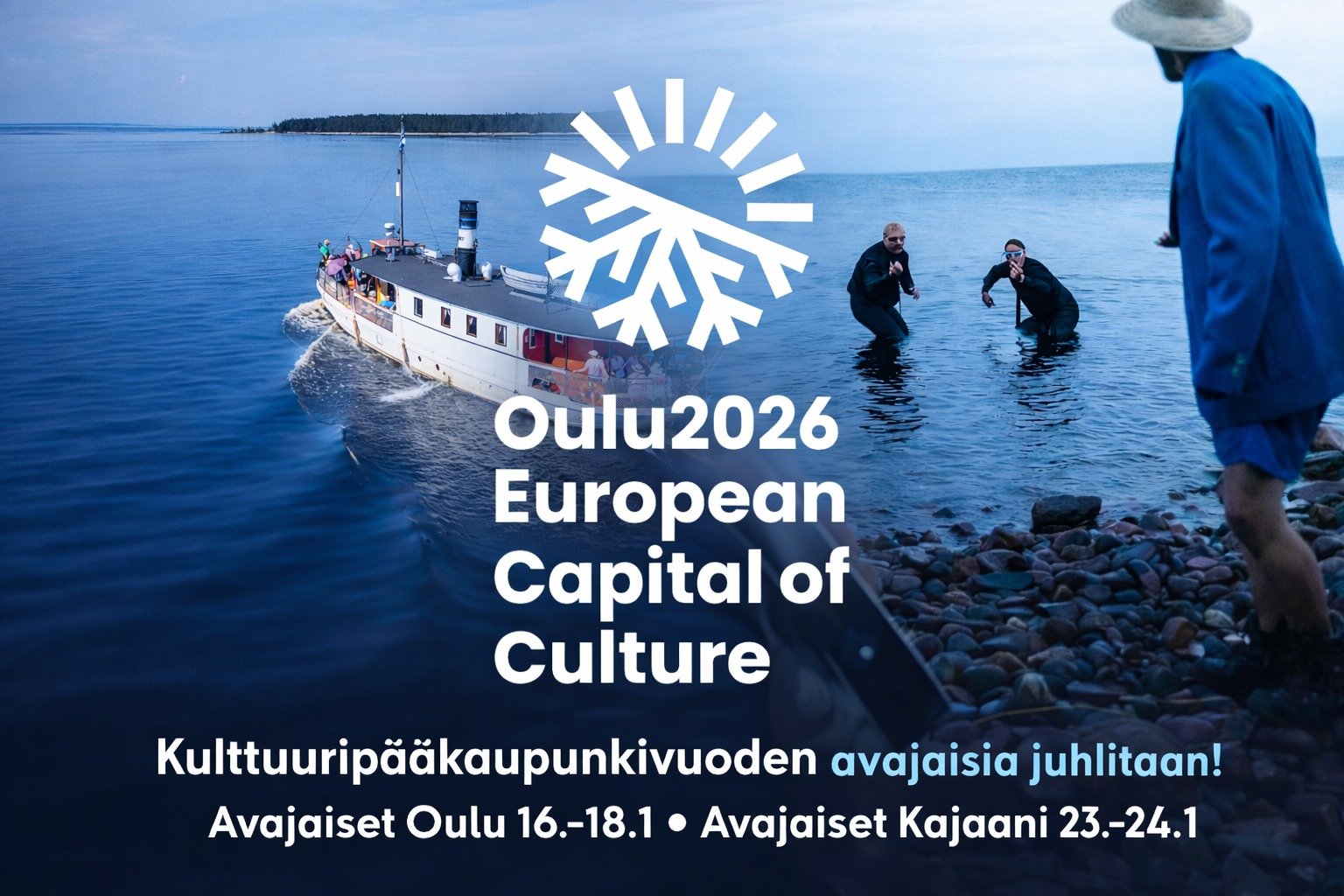 Oulu2026-kulttuurip&auml;&auml;kaupunkivuosi k&auml;ynnistyy! 🎉
Avajaisia juhlitaan t&auml;n&auml; viikonloppuna Oulussa ja ensi viikonloppuna Kajaanissa! 🤩

Vaara-kollektiivi tuo Oulu2026-ohjelman Kainuun merelle ja tekee Ouluj&auml;rvest&auml; ka