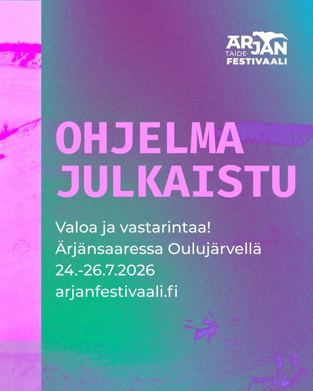 Vaaran tuottaman &Auml;rj&auml;n Taidefestivaalin ohjelma on julkaistu!

Kurkkaa se osoitteessa: www.arjanfestivaali.fi
Vuoden teema on &rdquo;Valoa ja vastarintaa.&rdquo;

Kes&auml;n festareilla voi kokea my&ouml;s Vaaran kes&auml;proggigsen, Ouluj&