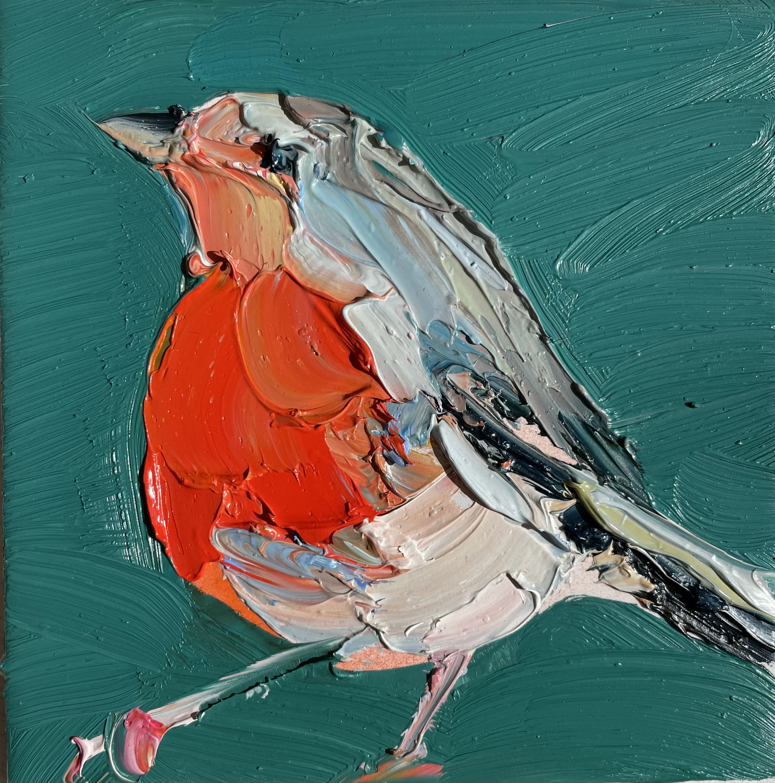 Summer Robin. Oil on Tile. 15cm x 15cm