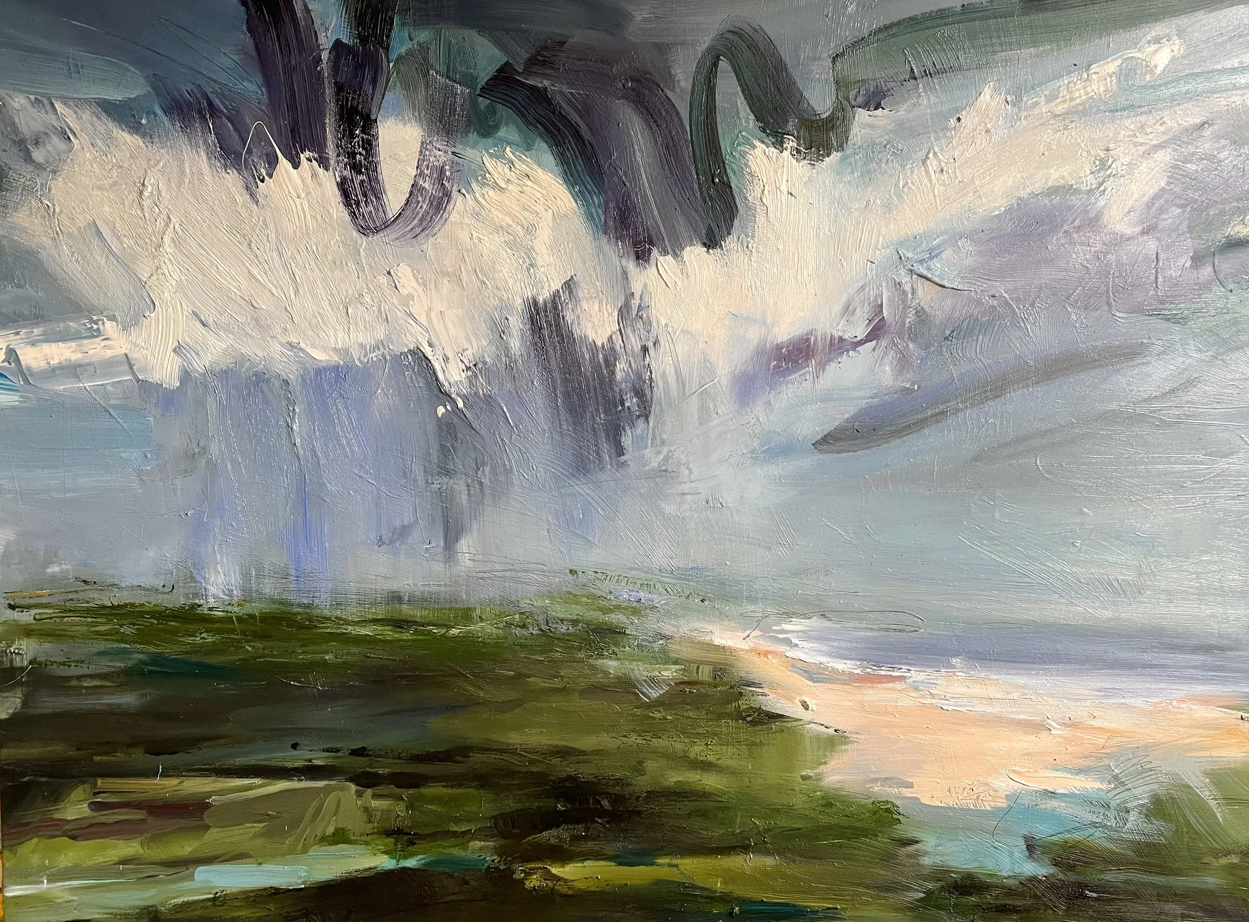 Incoming Rain- Welsh Coast. Oil on Canvas. 110cm x 75cm.