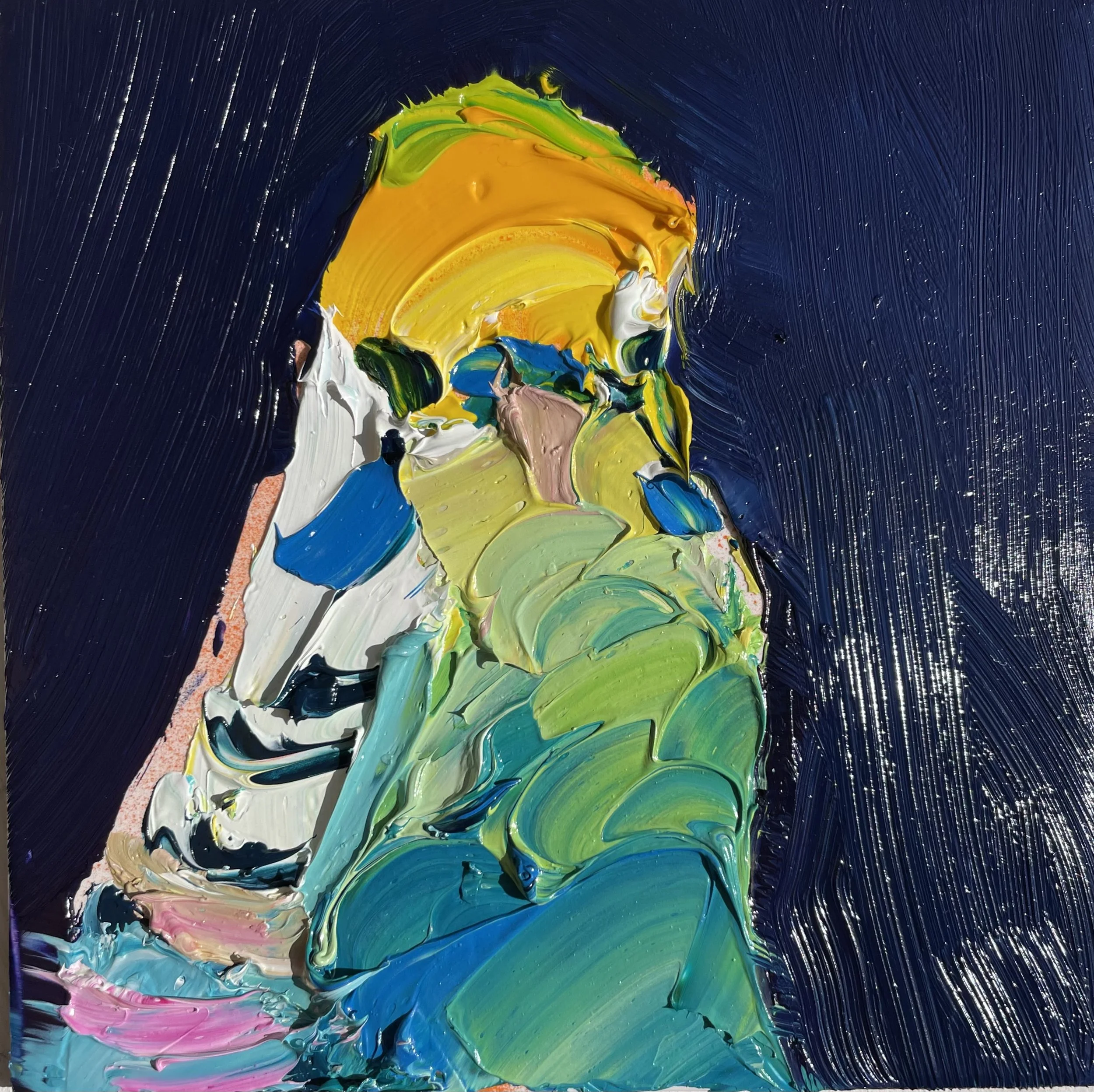 Summer Bird. Oil on Tile. 15cm x 15cm.