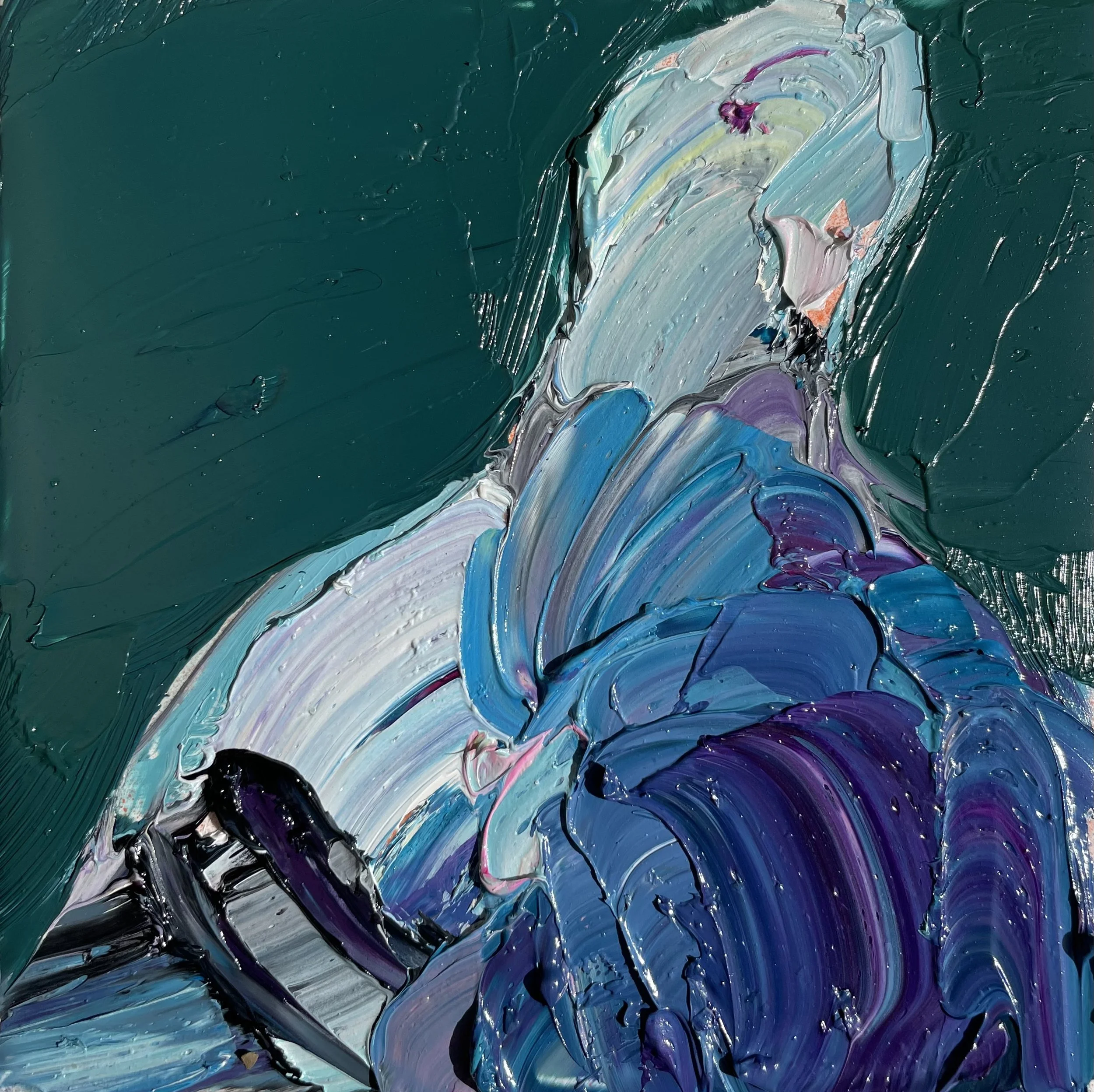 Small Pigeon. Oil on Tile. 15cm x 15cm