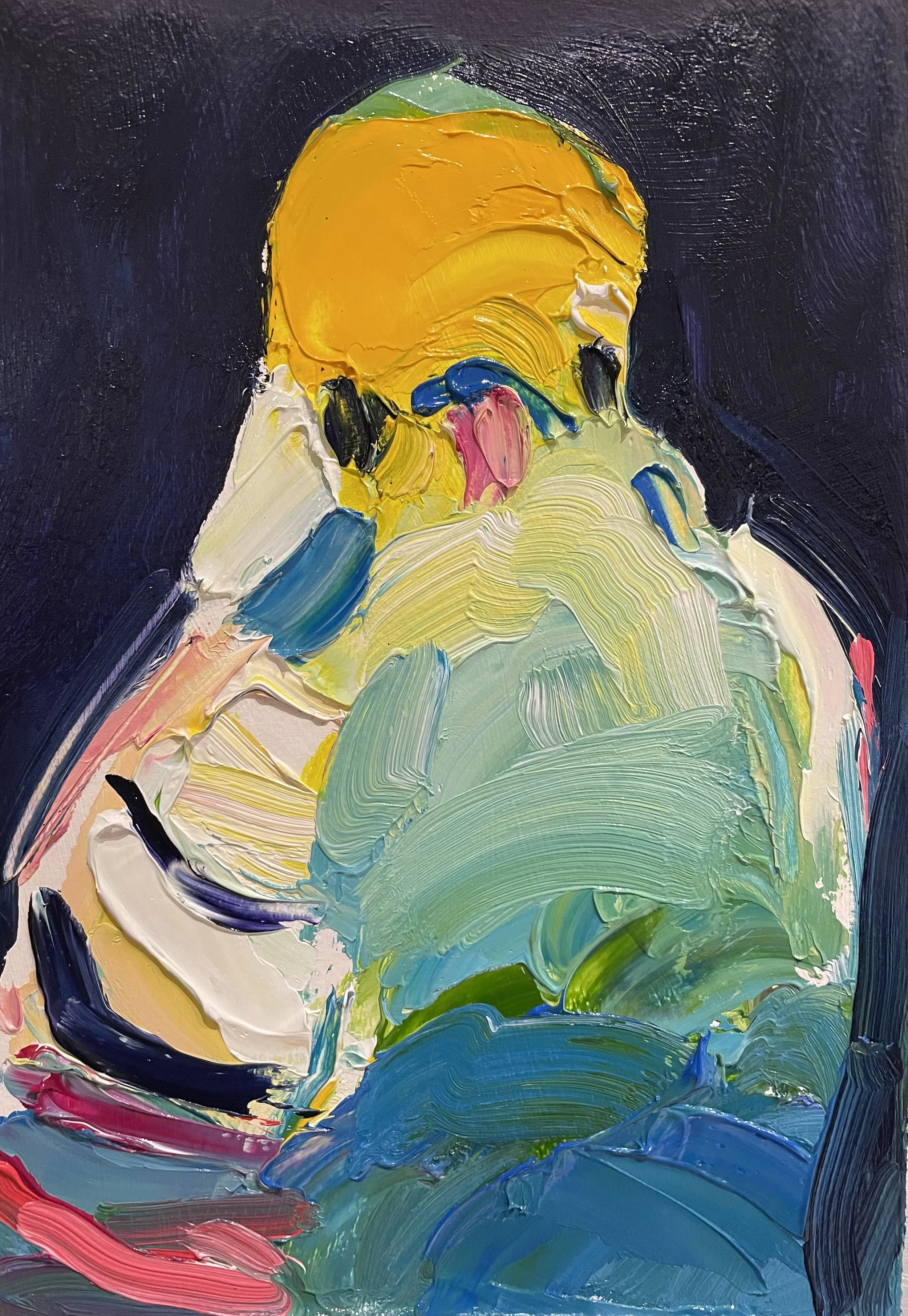 Large Summer Bird. Oil on Gesso. 25cm x 35cm