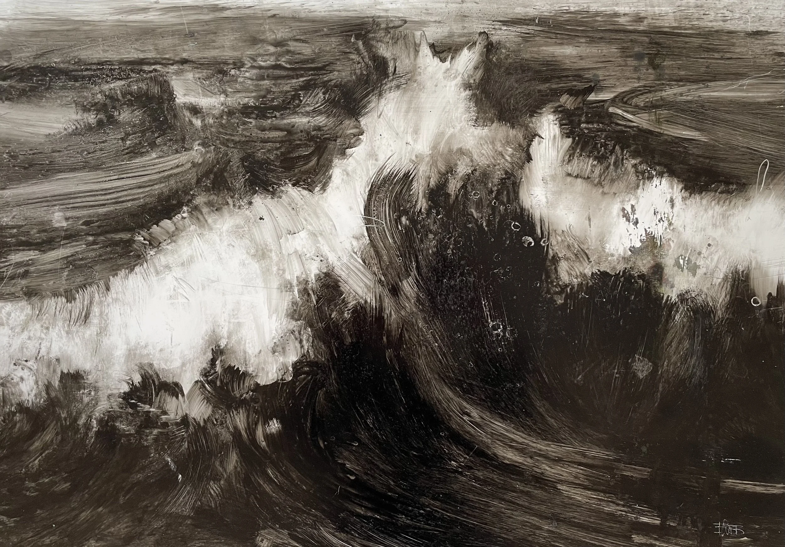 Summer Shorebreak. 80cm x 60cm. Ink on Plastic.