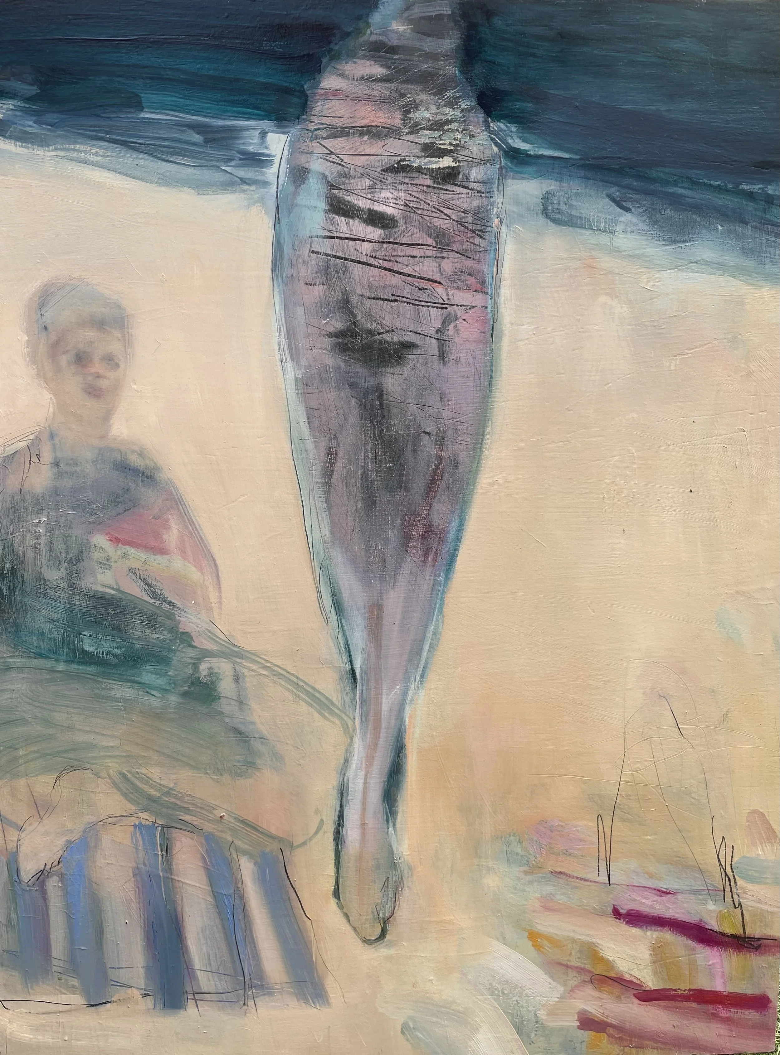Beach Figure. Oil on Board. 90cm x 60cm