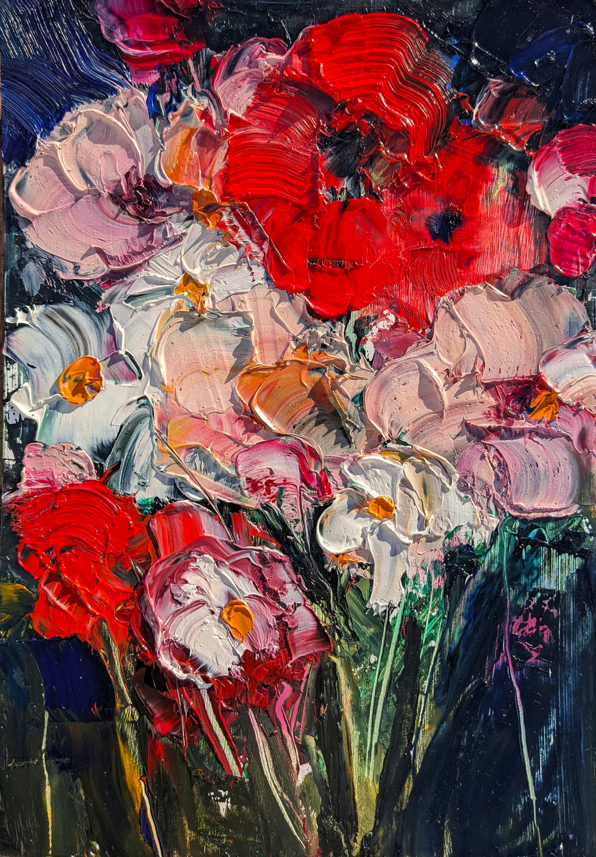 Wild Flowers, Oil on Gesso, 30cm x 22cm
