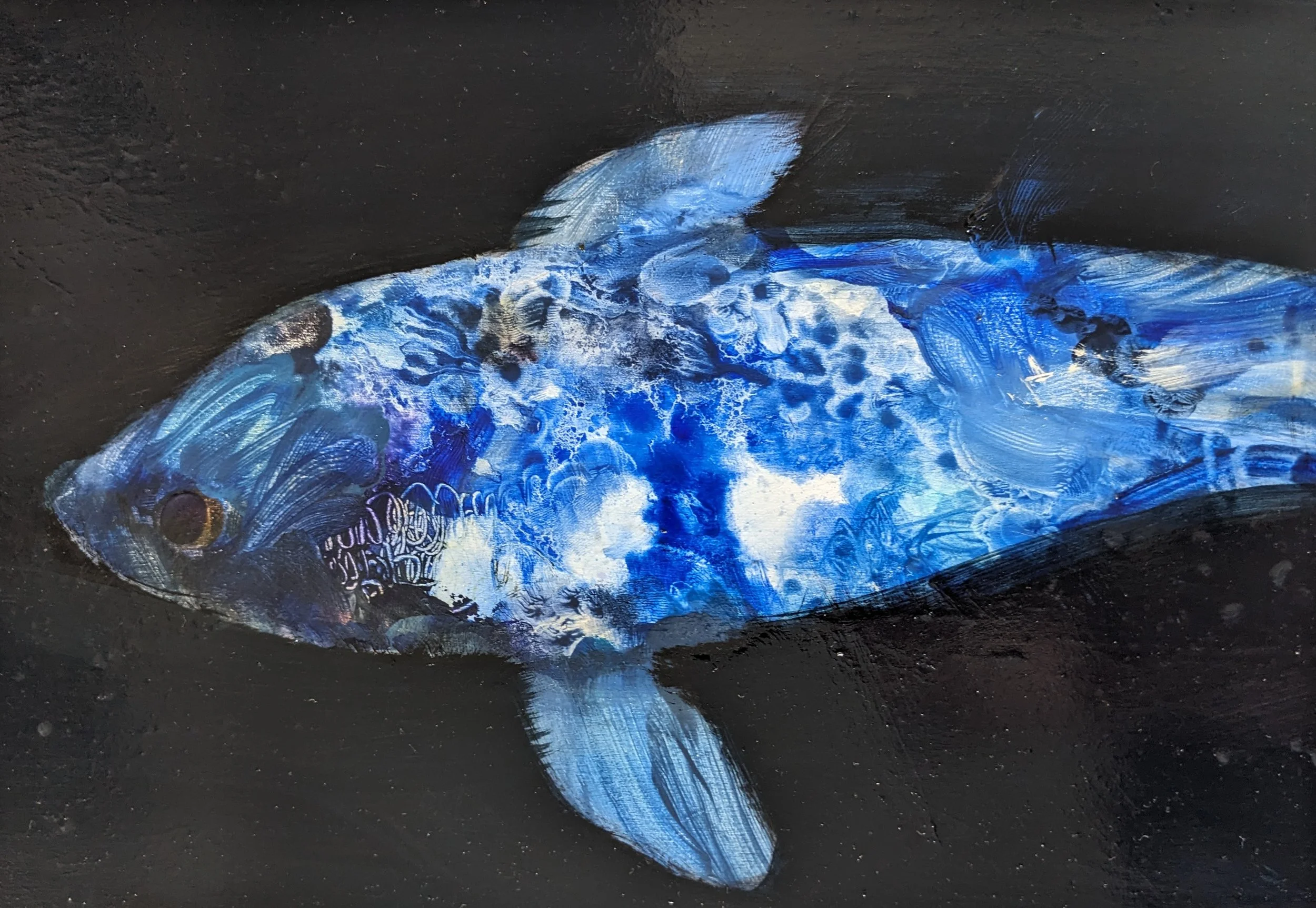 Blue Porcelain Fish. Oil on board. 20cm x 15cm.