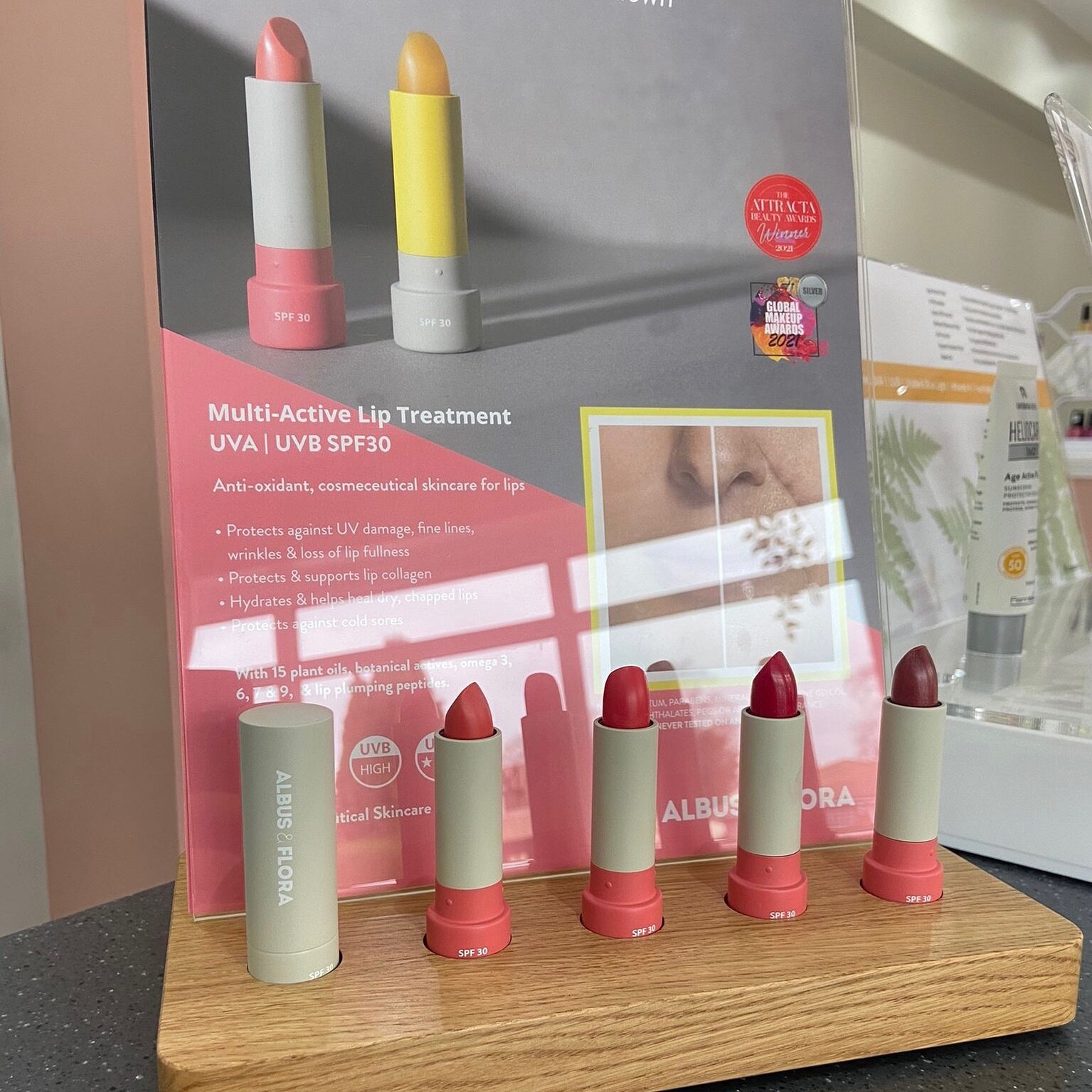 We are now stocking the fabulous Albus &amp; Flora Multi-Active Lip Treatment! 🌟 Experience the blend of UVA and UVB protection along with stunning tinted shades. 💋 #LipCare #BeautyEssentials @albusandflora