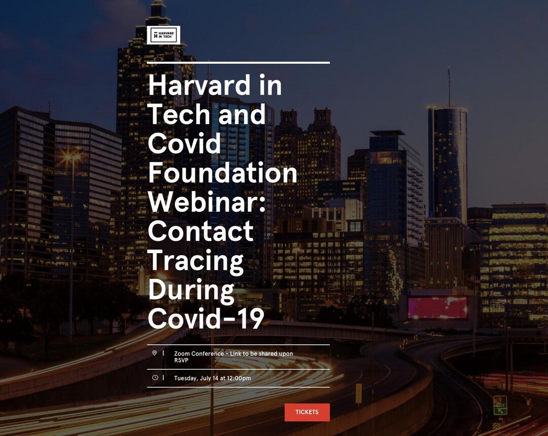 We're hosting a webinar to discuss 📞Contact Tracing ☎️ on July 14th - join the conversation:  https://harvardintechandcovidfoundatio.splashthat.com/