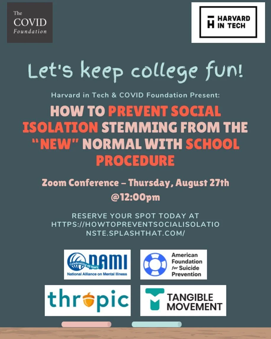 How to Prevent Social Isolation Stemming from the &ldquo;New&rdquo; Normal with School Procedure, Thursday, August 27th, 12pm ET
The webinar will discuss coping skills and resources to prevent social isolation along with other issues stemming from the &ldquo;new&rdquo; normal with school procedure and pandemic protocols. Link in bio @sonnypatel  @namicommunicate @thropic @tangiblemovement