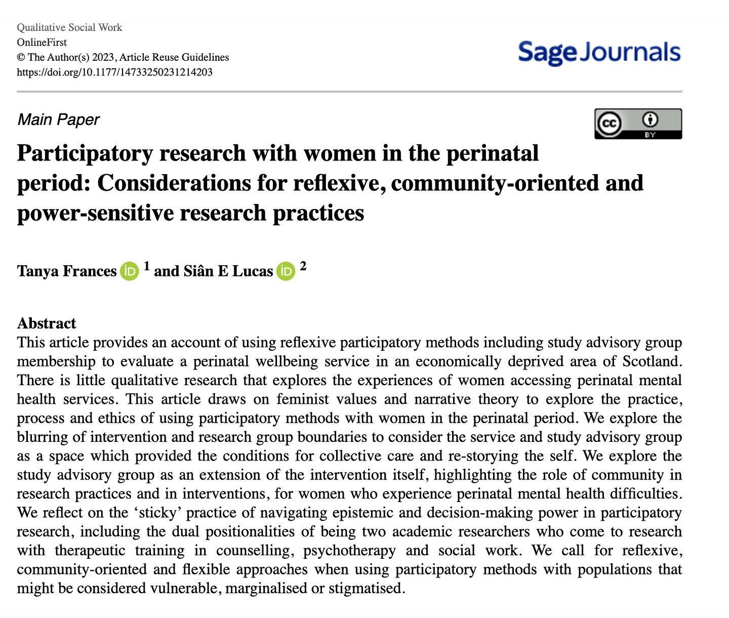 New publication day! 

Pleased to share this new paper where we draw on feminist values and narrative theory to reflect on the practices, processes and ethics of using participatory research methods with people who are highly likely to be considered 