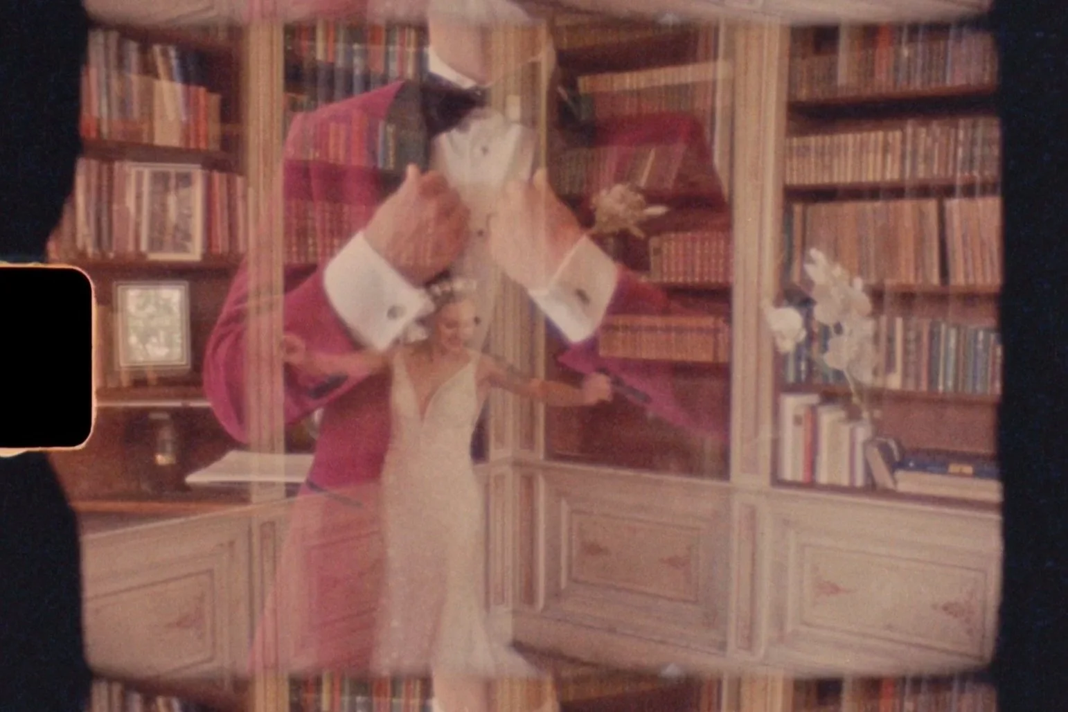 A double exposure of a Bride and Groom shot on real Super 8 film.