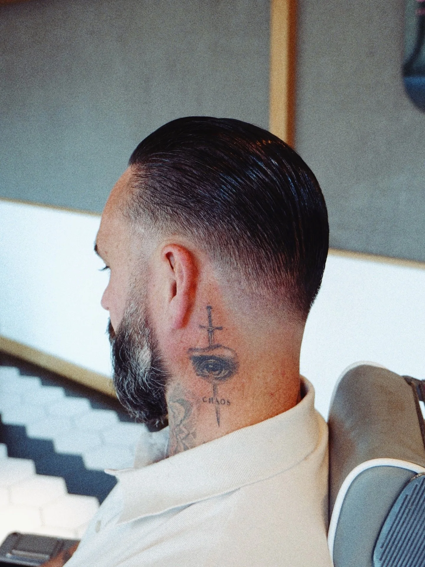 Slick back at its finest by our master @madabarber for our good pal Matthew.

Matt&rsquo;s got a lot of love and respect for the  classics..haircuts, outfit and lifestyle over all.

We are proud to have him on the team.

#weareakin