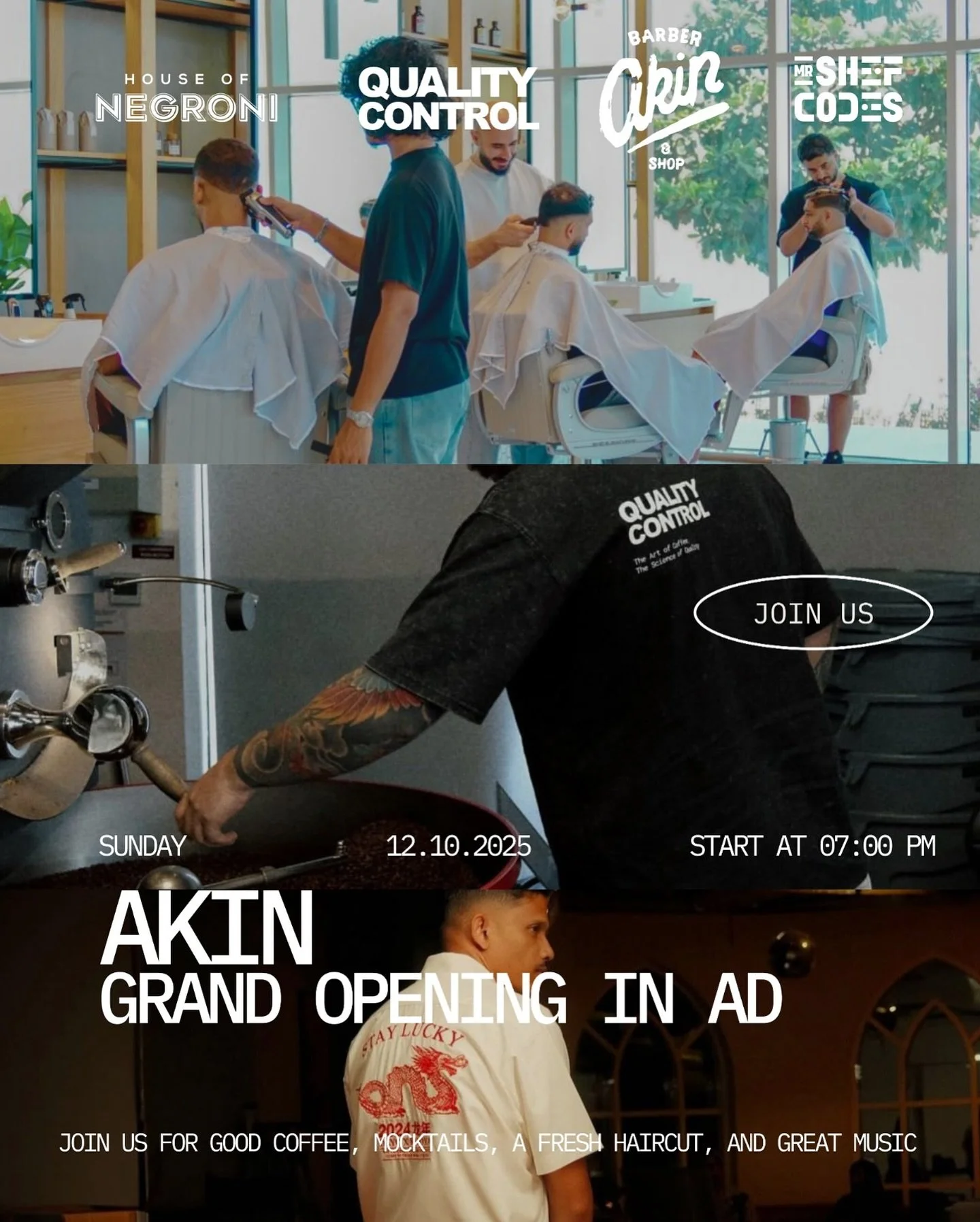 We&rsquo;re hitting two birds with one stone.
Celebrating 10 years of Akin and the grand opening of our Abu Dhabi branch.

This one&rsquo;s special &mdash; we&rsquo;re teaming up with our friends at Quality Control Roasters @theqcae and House of Negr