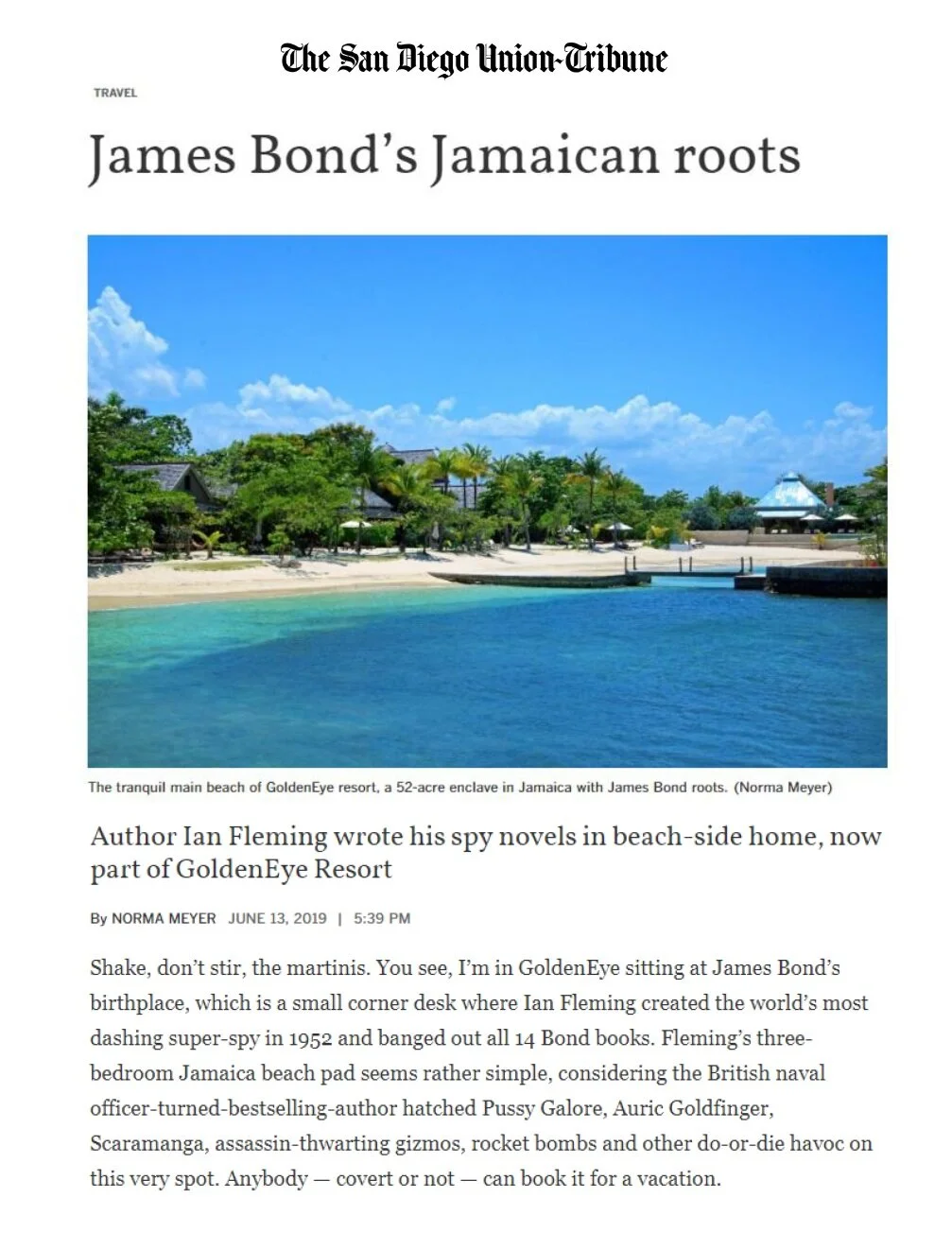 The San Diego Union Tribune - James Bond's Jamaican Roots