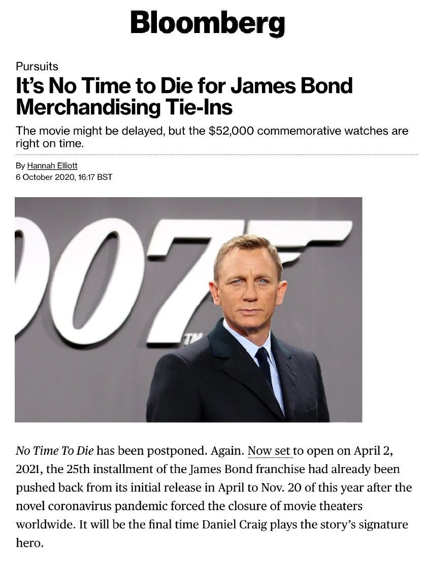 Bloomberg - No Time To Die Merchandise