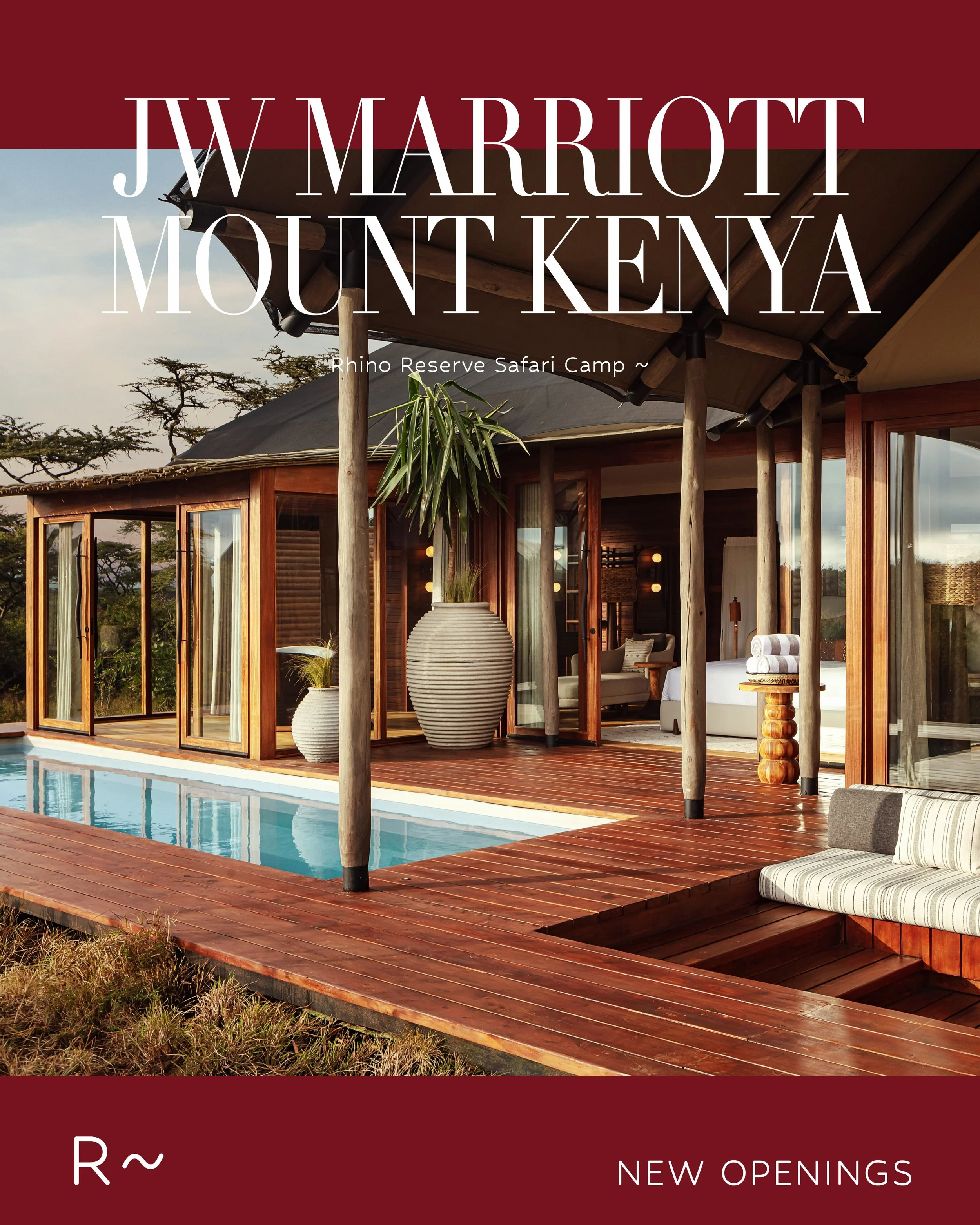Set to open this July 2026, the JW Marriott Mount Kenya Rhino Reserve Safari Camp is located inside the 45,000-acre Solio Game Reserve in Laikipia, Kenya. Tucked between the slopes of Mount Kenya and the Aberdare Ranges, this private conservancy is f