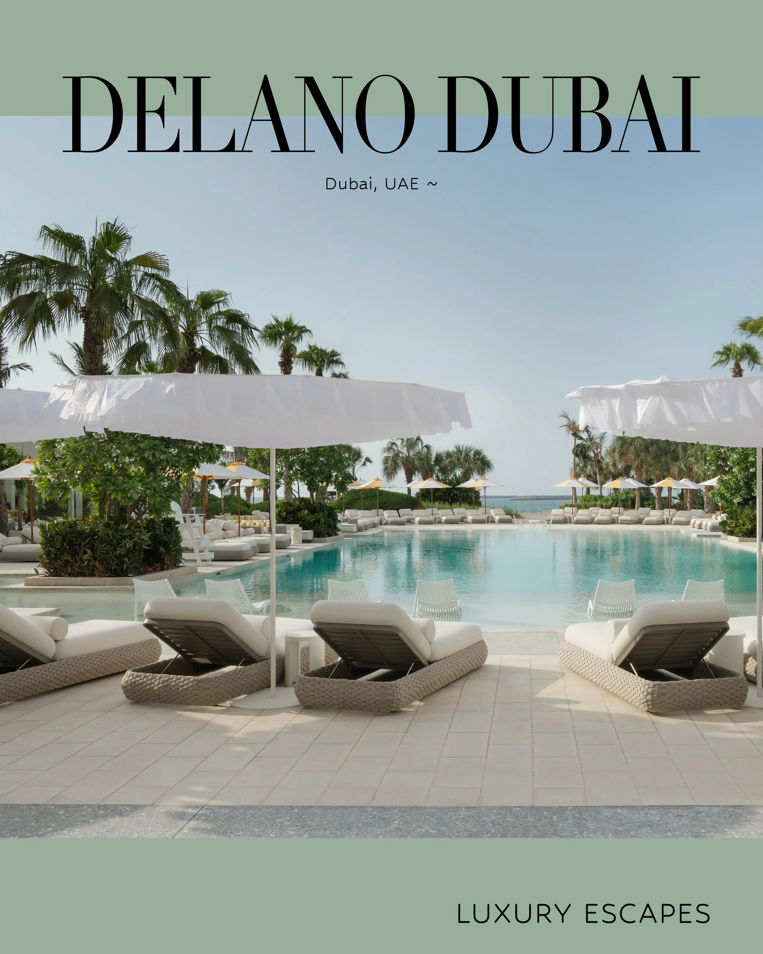Set along a 250-metre stretch of private shoreline on Bluewaters Dubai, Delano Dubai occupies one of the city&rsquo;s most striking waterfront positions. The arrival alone sets the tone, with the drive across Bluewaters opening up views of Jumeirah B