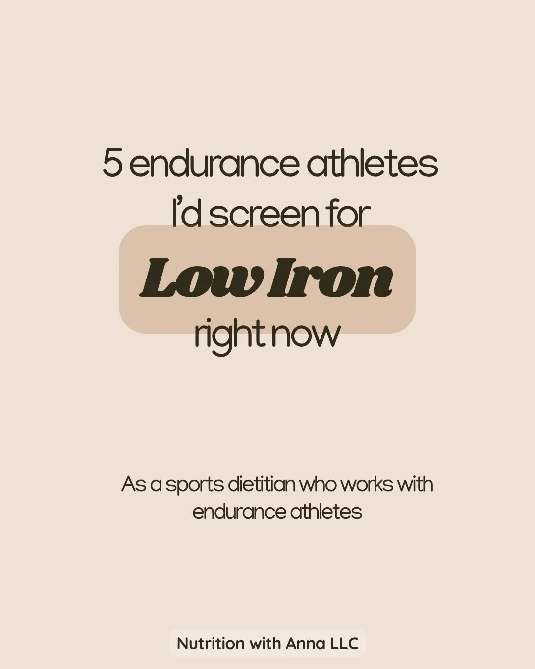 5 endurance athletes I&rsquo;d screen for low iron right now 👇

Iron deficiency isn&rsquo;t just something I see during the competitive season.

In fact, summer training can be a time when iron needs increase as athletes build mileage and prepare fo