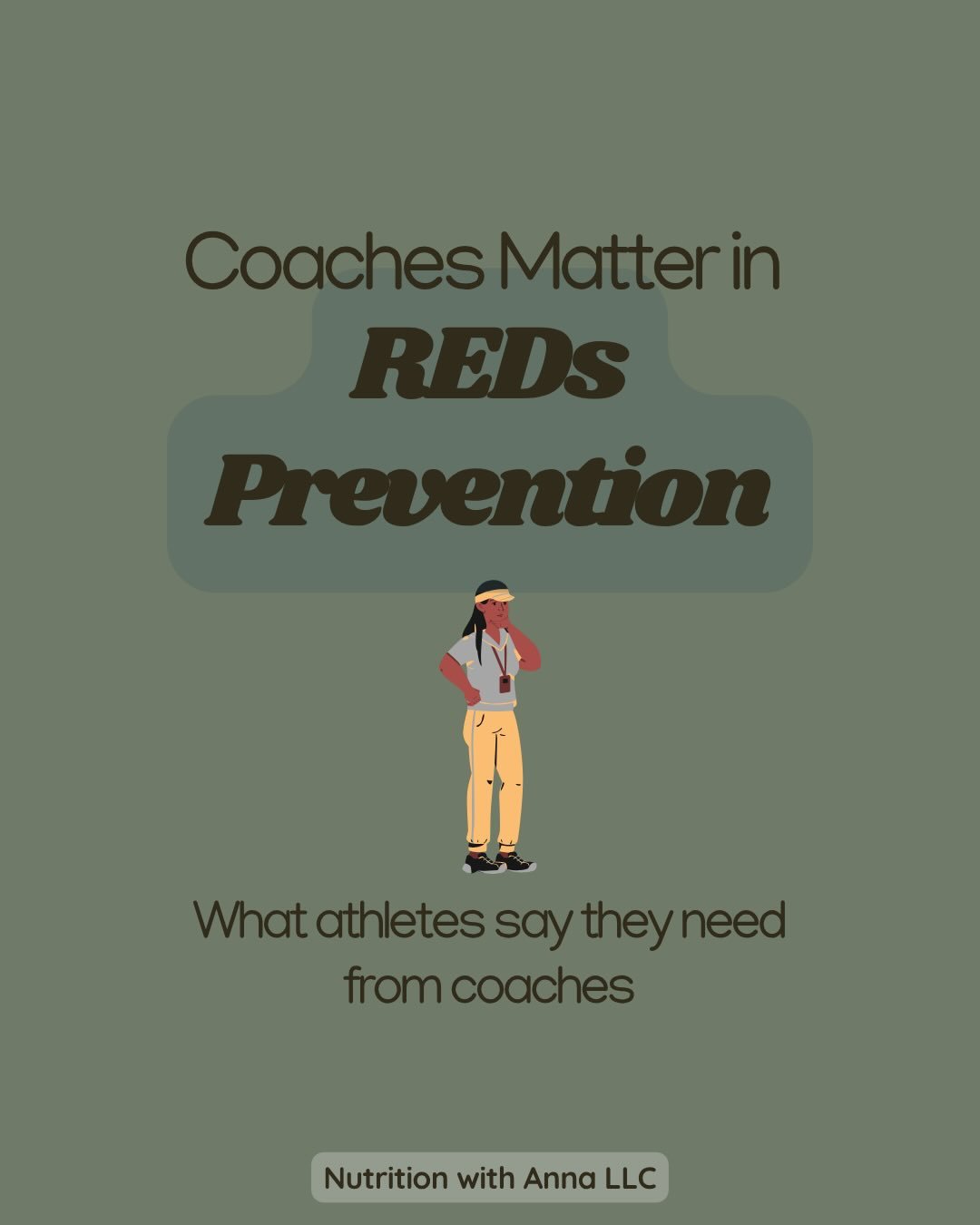 Coaches play a powerful role in shaping athlete health and performance.

A recent review found that while more than 38,000 participants have been included in REDs-related research, only about 3% were coaches.

Athletes recovering from REDs consistent