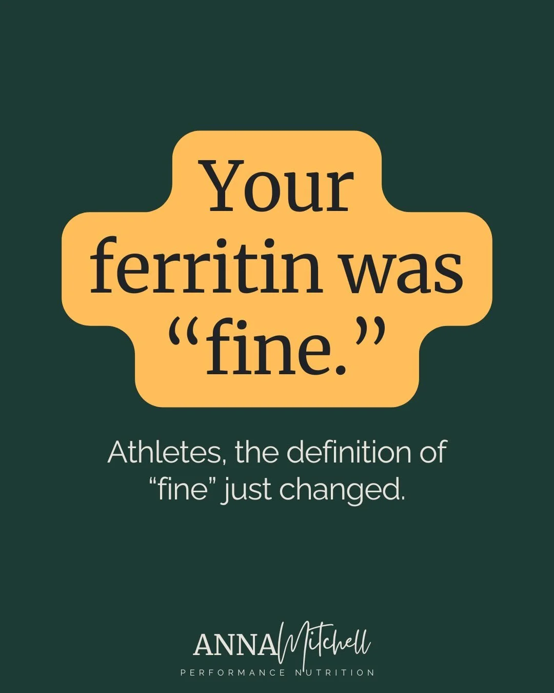 &ldquo;My doctor said my ferritin was fine.&rdquo; I hear this from runners all the time. 🙋&zwj;♀️

The American Society of Hematology just retired the old 15 ng/mL cutoff. For most adults, including menstruating women, iron deficiency is now diagno