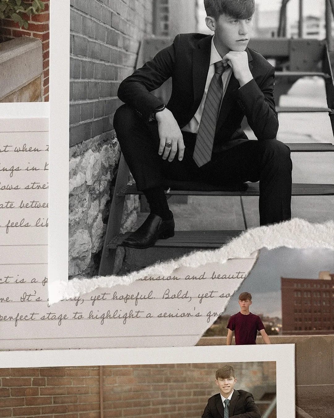 While I always share outfit suggestions before each senior session, my biggest tip is simple: wear what makes you feel good in your own skin.
For Sam, that meant a suit and tie — solidly pressed and oh so sharp.
But honestly? He’s the e