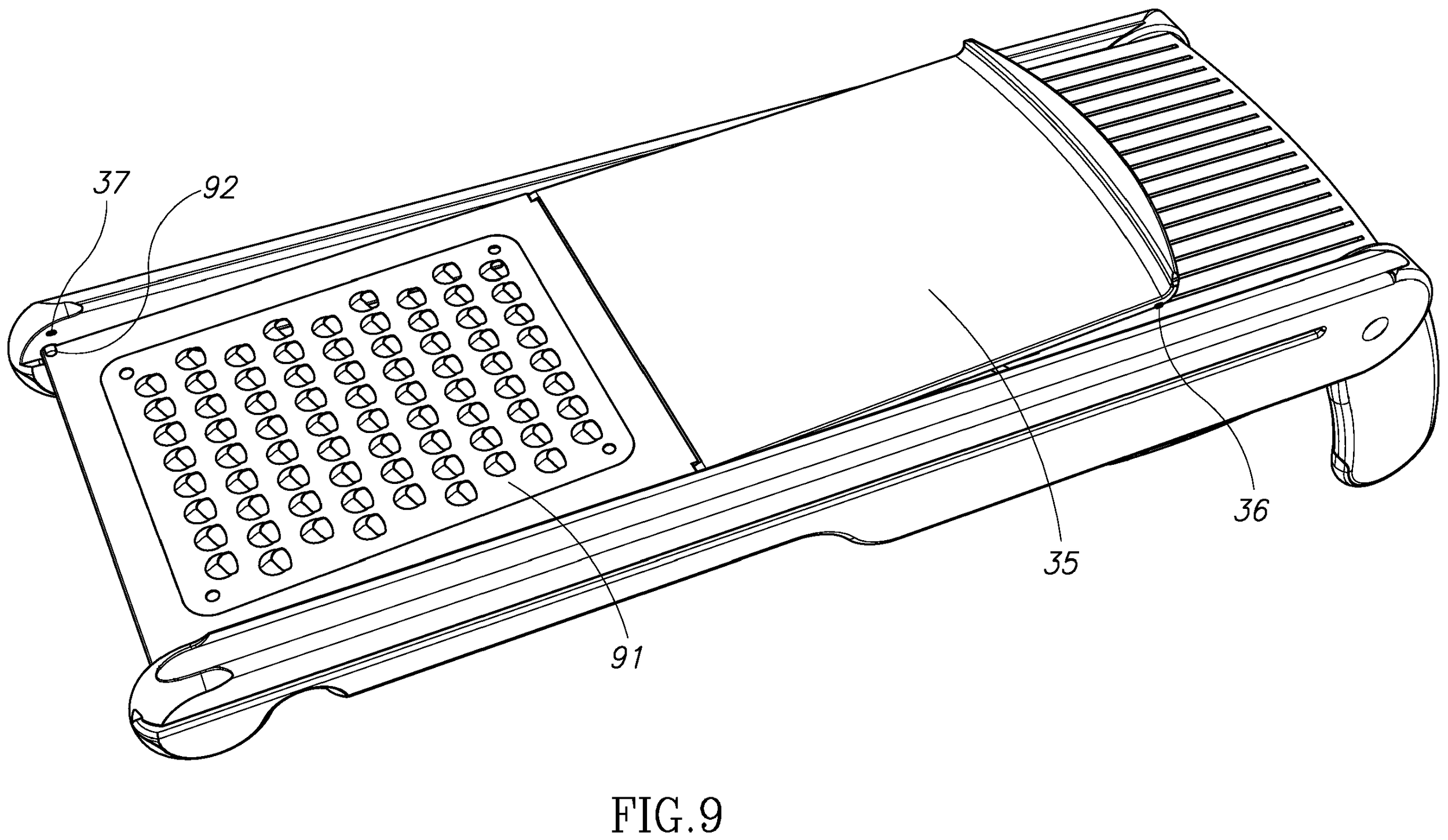 A top view showing the grating surface ready for use