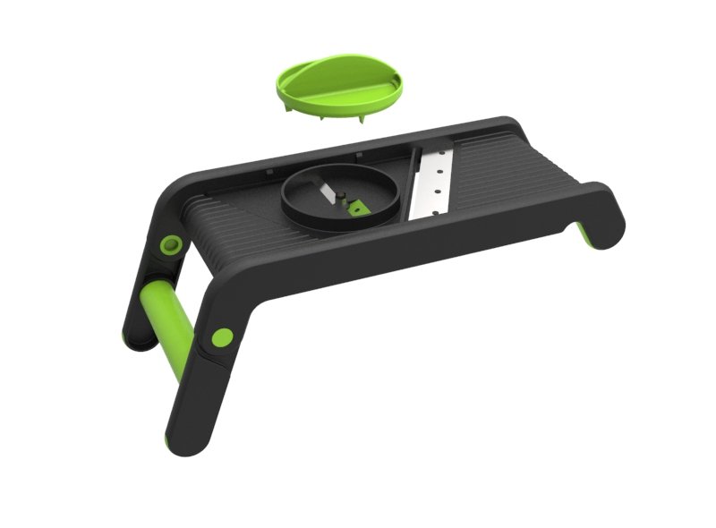 A simple slicer with a removable spiralizer option for the deck